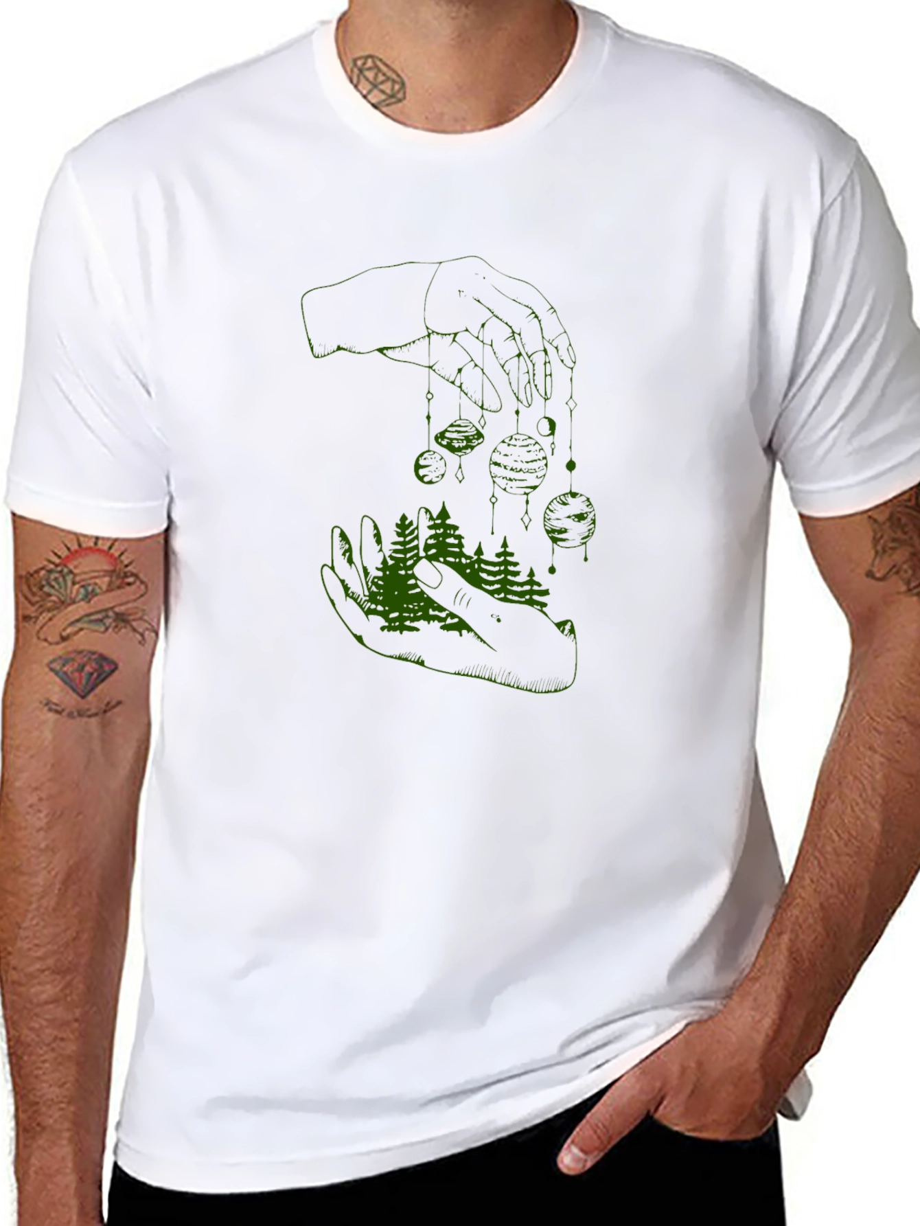 Nature in Hand Graphic Tee - Stylish Black T-Shirt