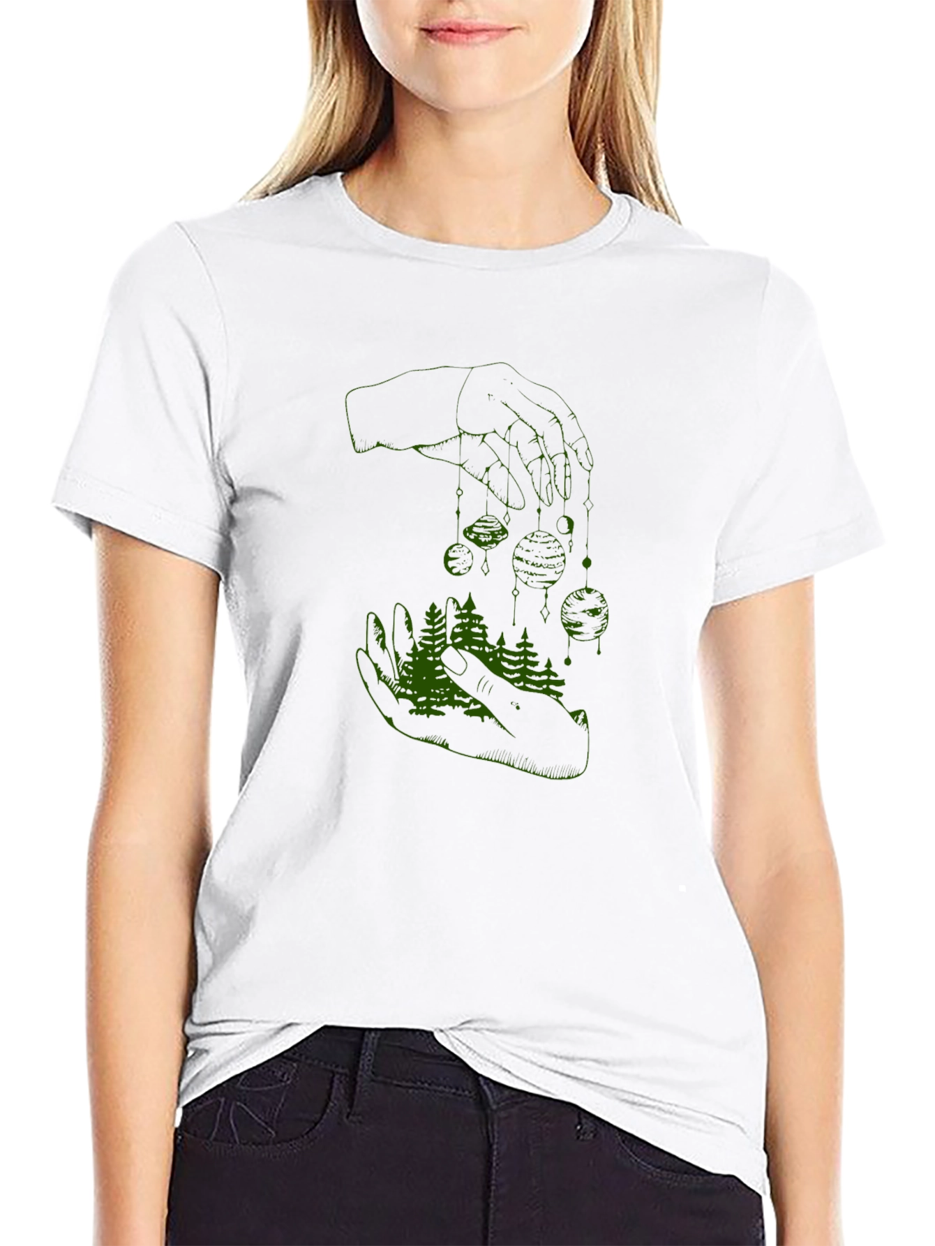 Nature in Hand Graphic Tee - Stylish Black T-Shirt
