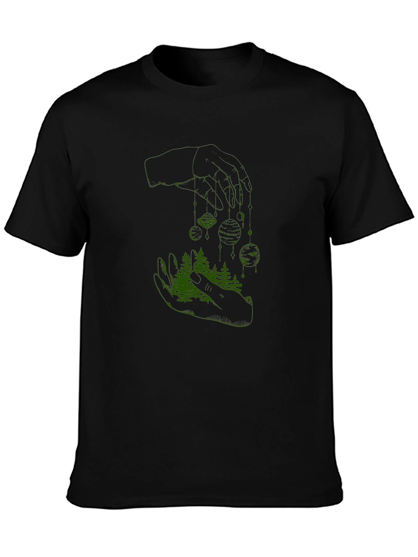 Nature in Hand Graphic Tee - Stylish Black T-Shirt