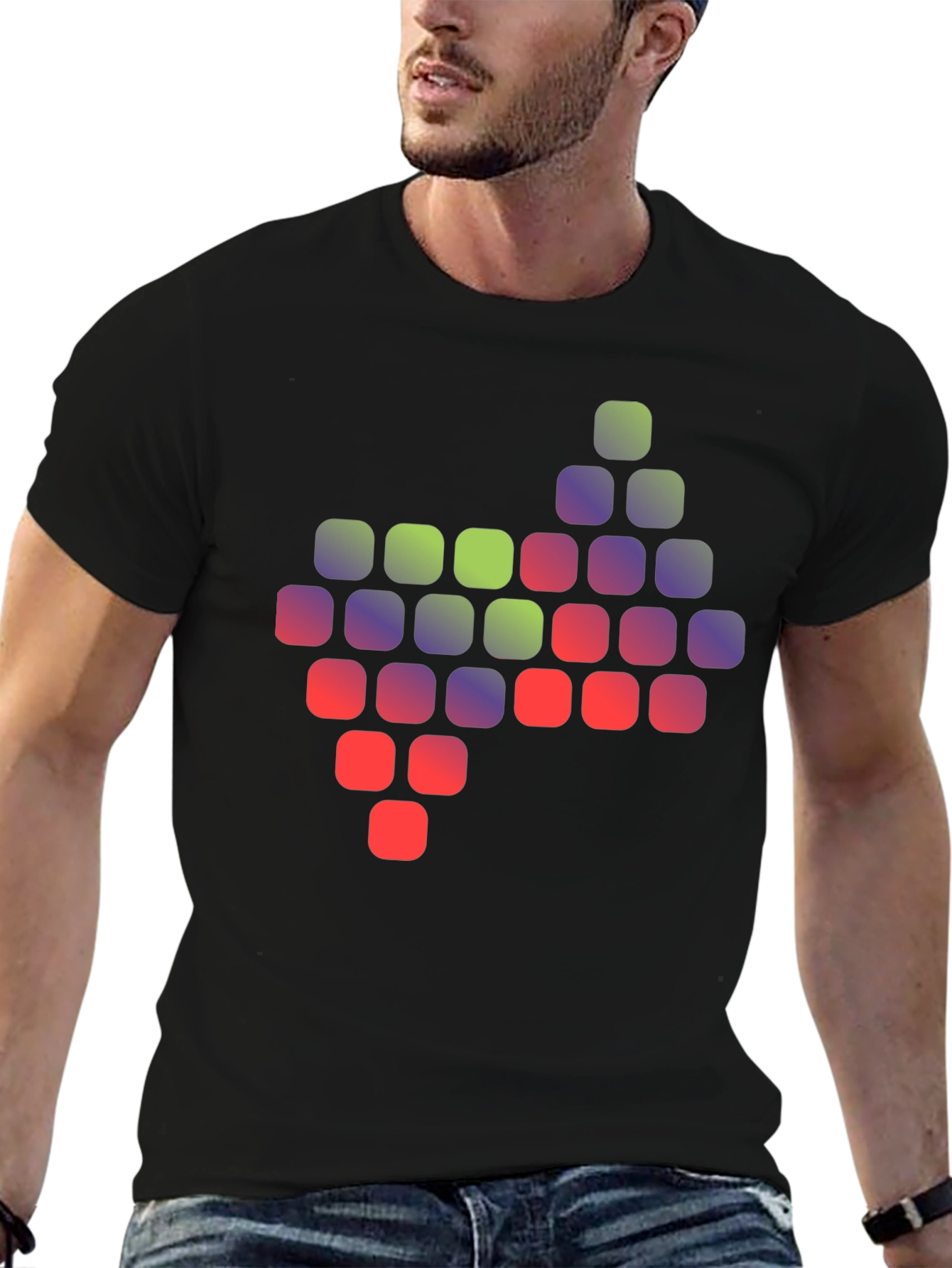 Pixelated Gradient Graphic T-Shirt