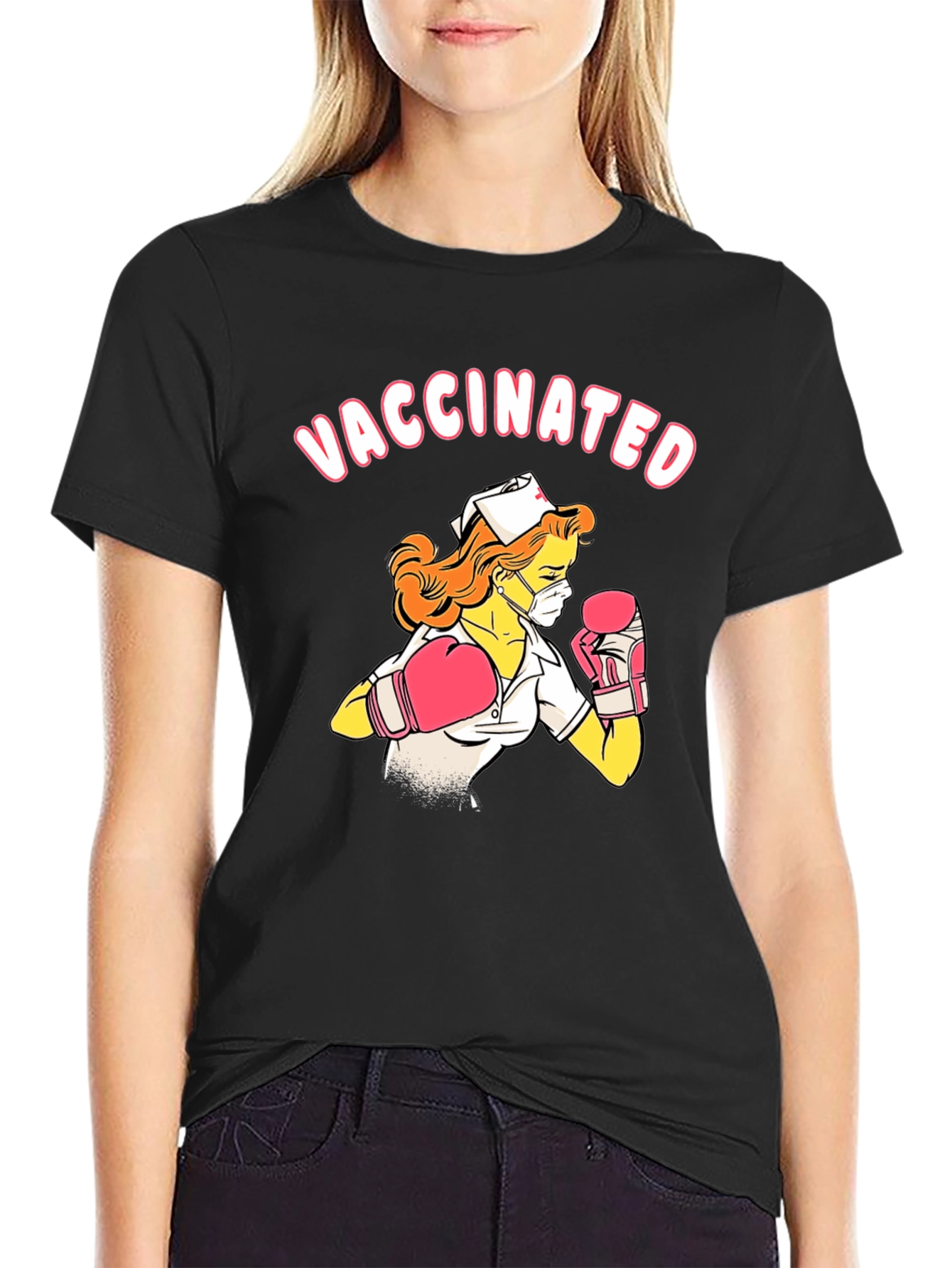 Vaccinated Nurse Boxing Graphic T-Shirt