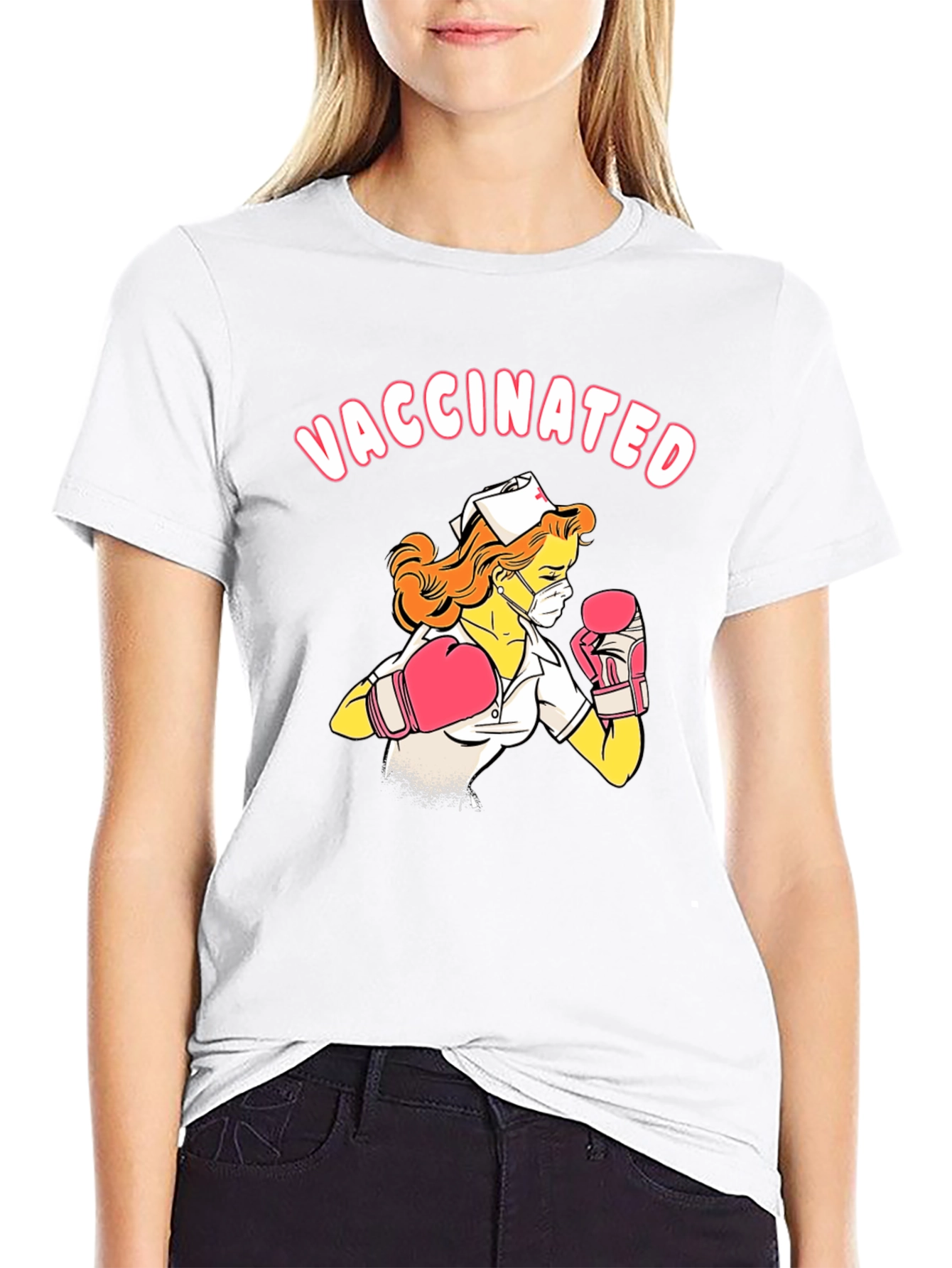 Vaccinated Nurse Boxing Graphic T-Shirt