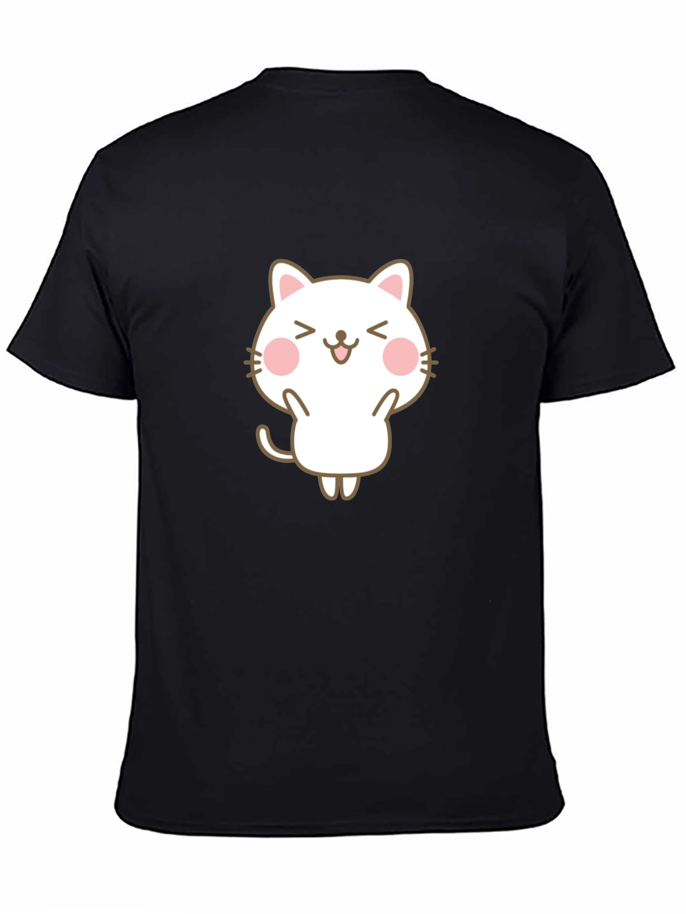 Cute Cat Graphic Black T-Shirt