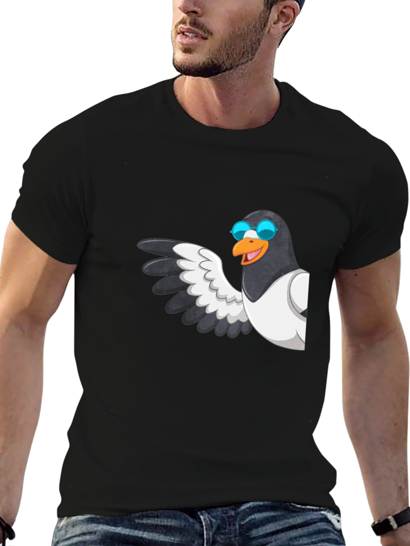 Cool Pigeon T-Shirt - Black Graphic Tee