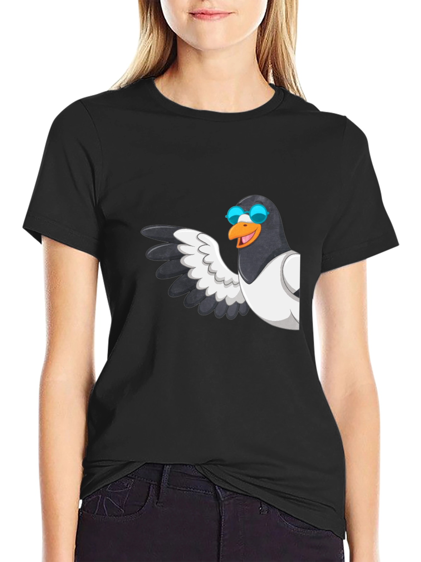 Cool Pigeon T-Shirt - Black Graphic Tee