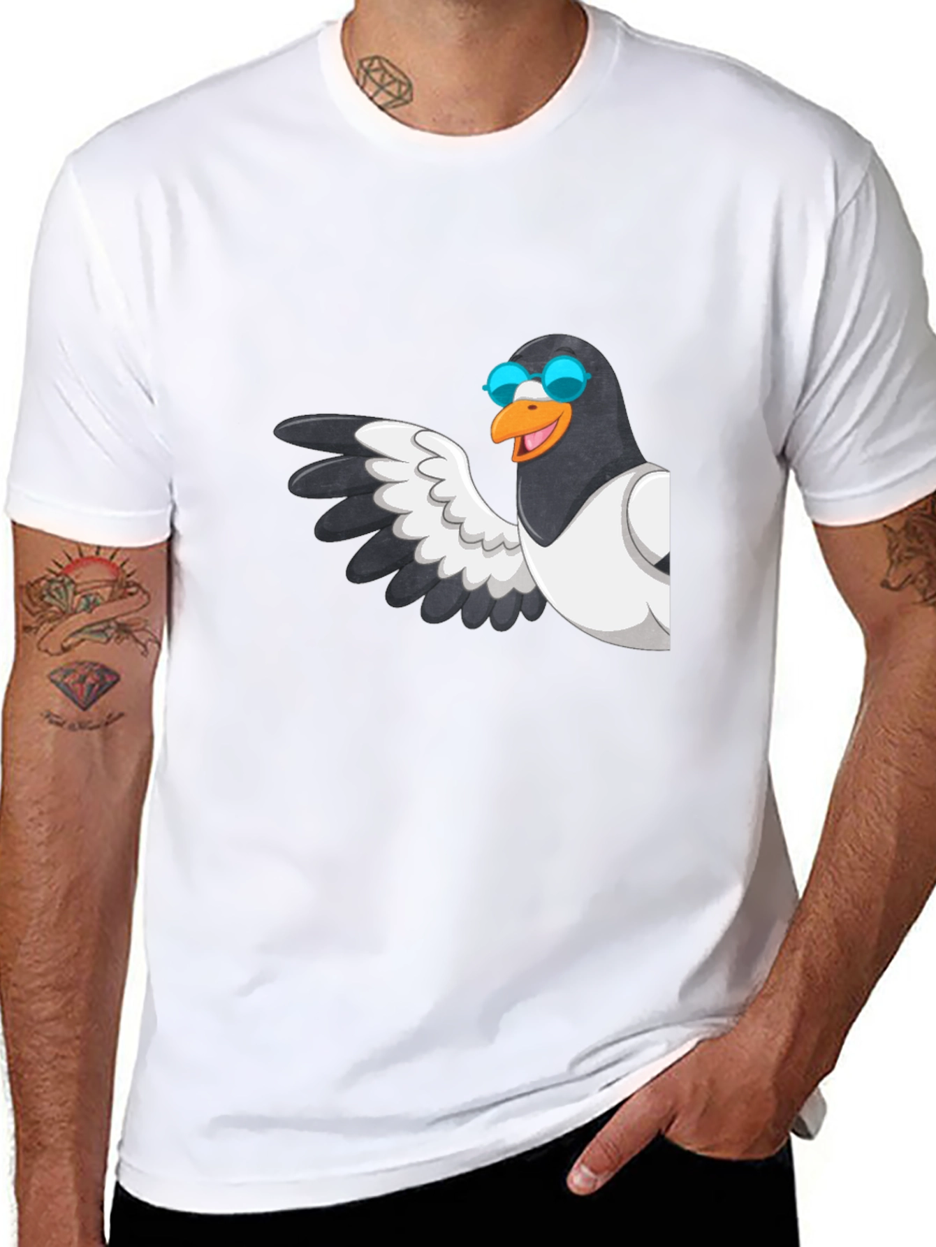 Cool Pigeon T-Shirt - Black Graphic Tee