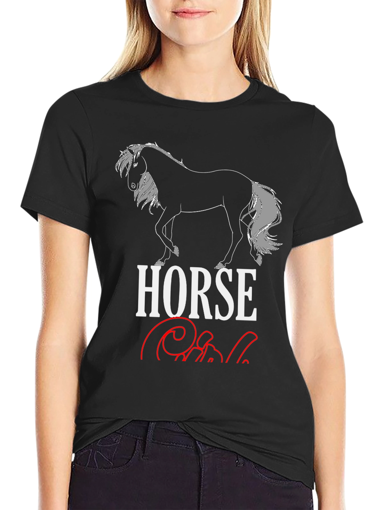 Horse Girl Graphic T-Shirt - Black