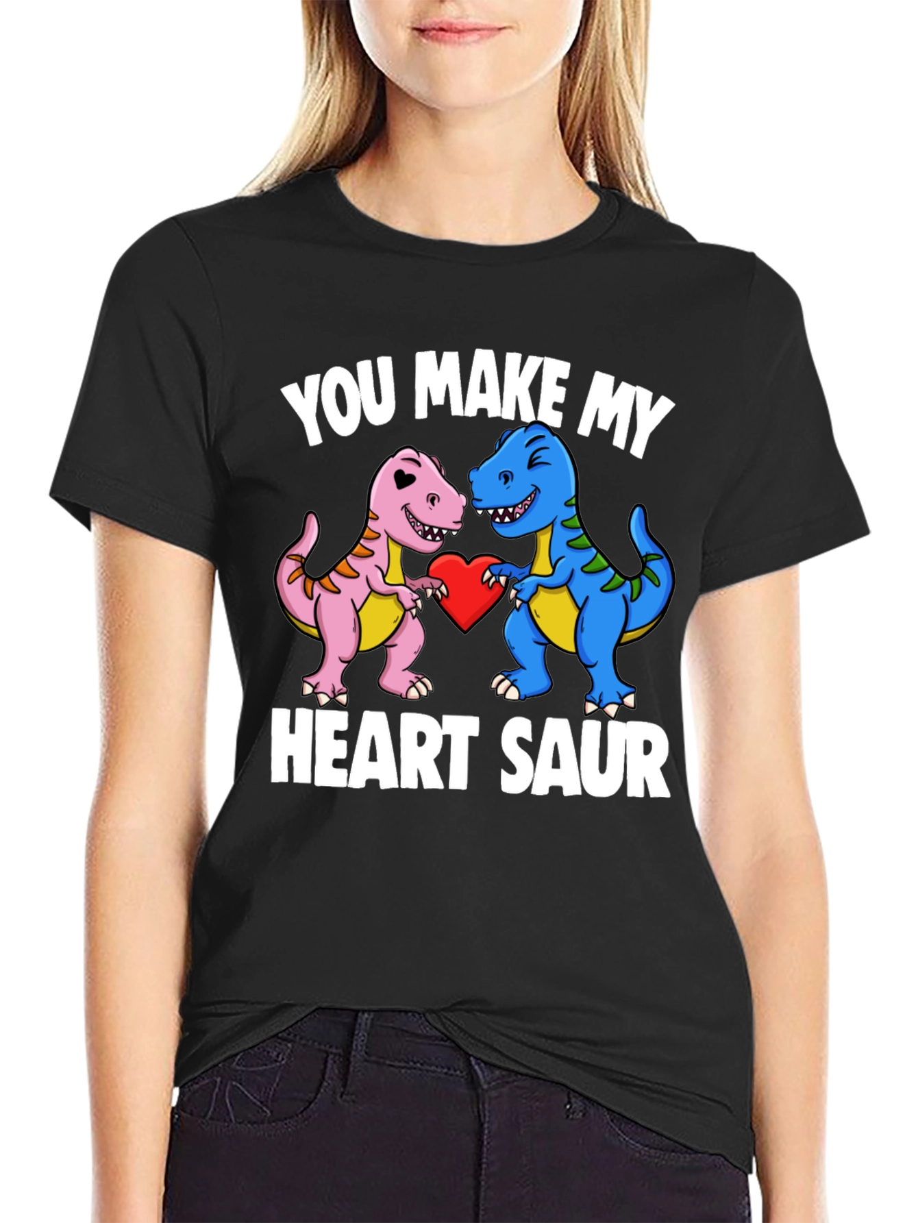 Heart Saur Valentines Day Dinosaur T-Shirt
