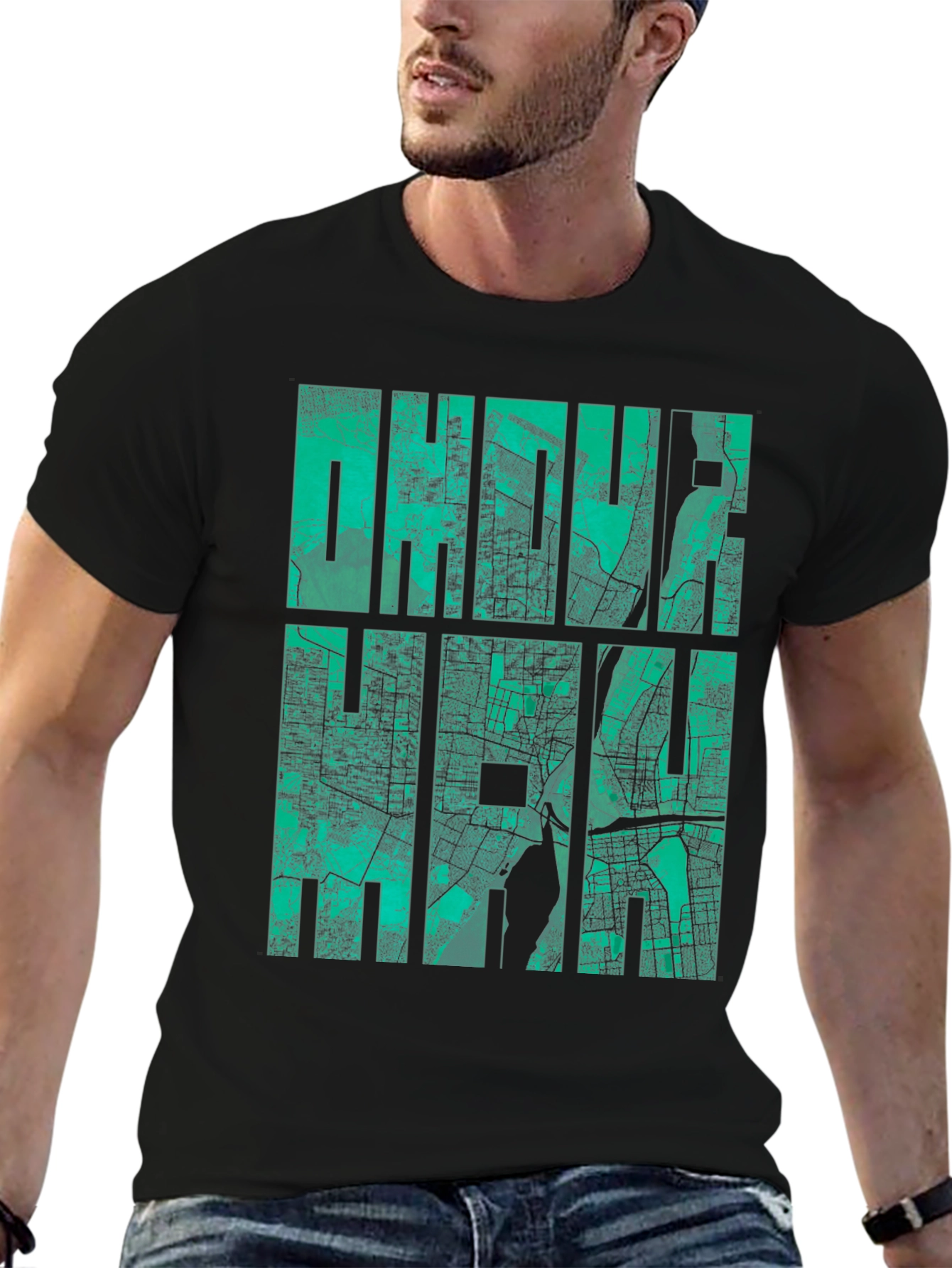 Dhaka Map Graphic Tee - Mens Black T-Shirt