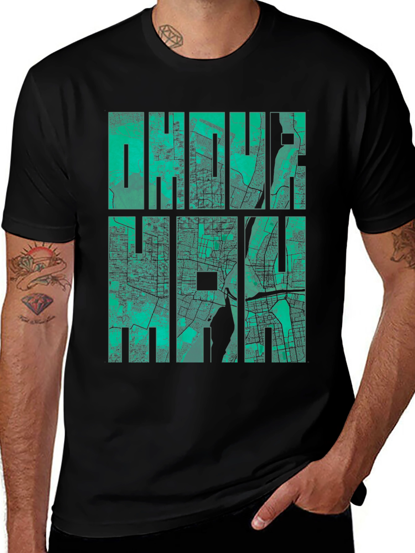 Dhaka Map Graphic Tee - Mens Black T-Shirt