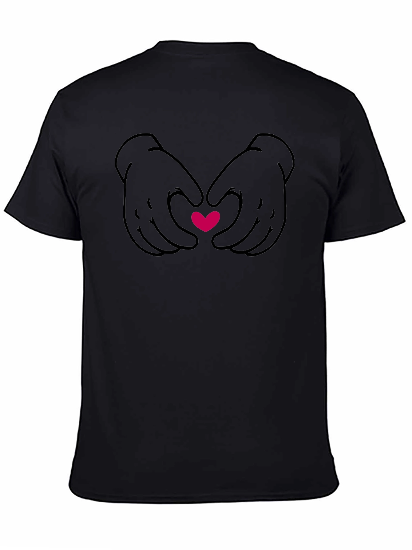 Heart Hands Graphic Tee - Soft Black Cotton