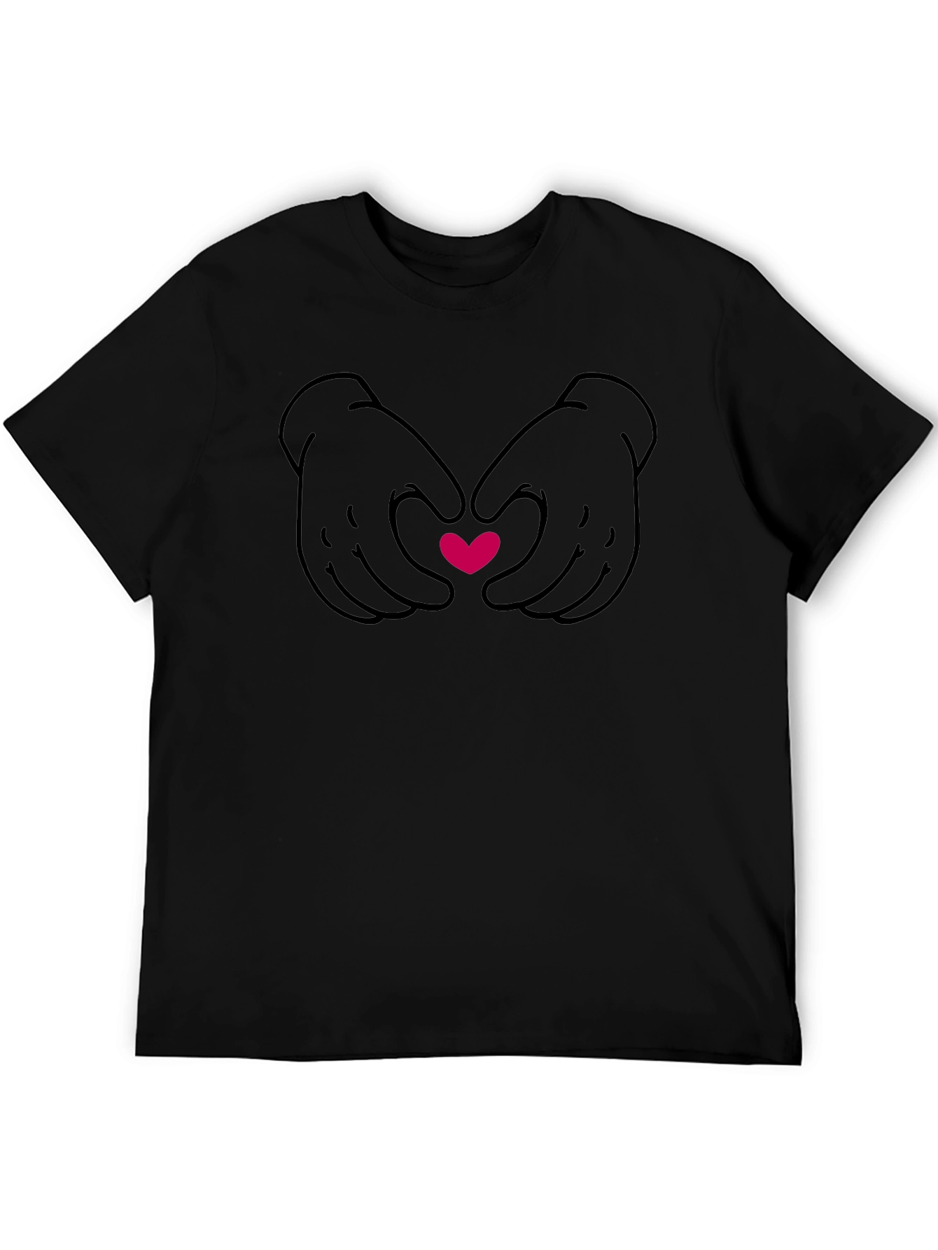Heart Hands Graphic Tee - Soft Black Cotton