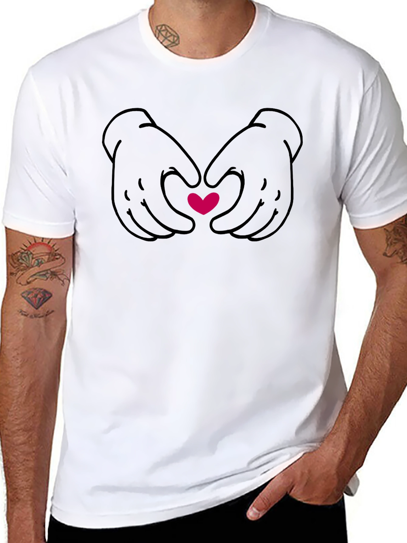 Heart Hands Graphic Tee - Soft Black Cotton