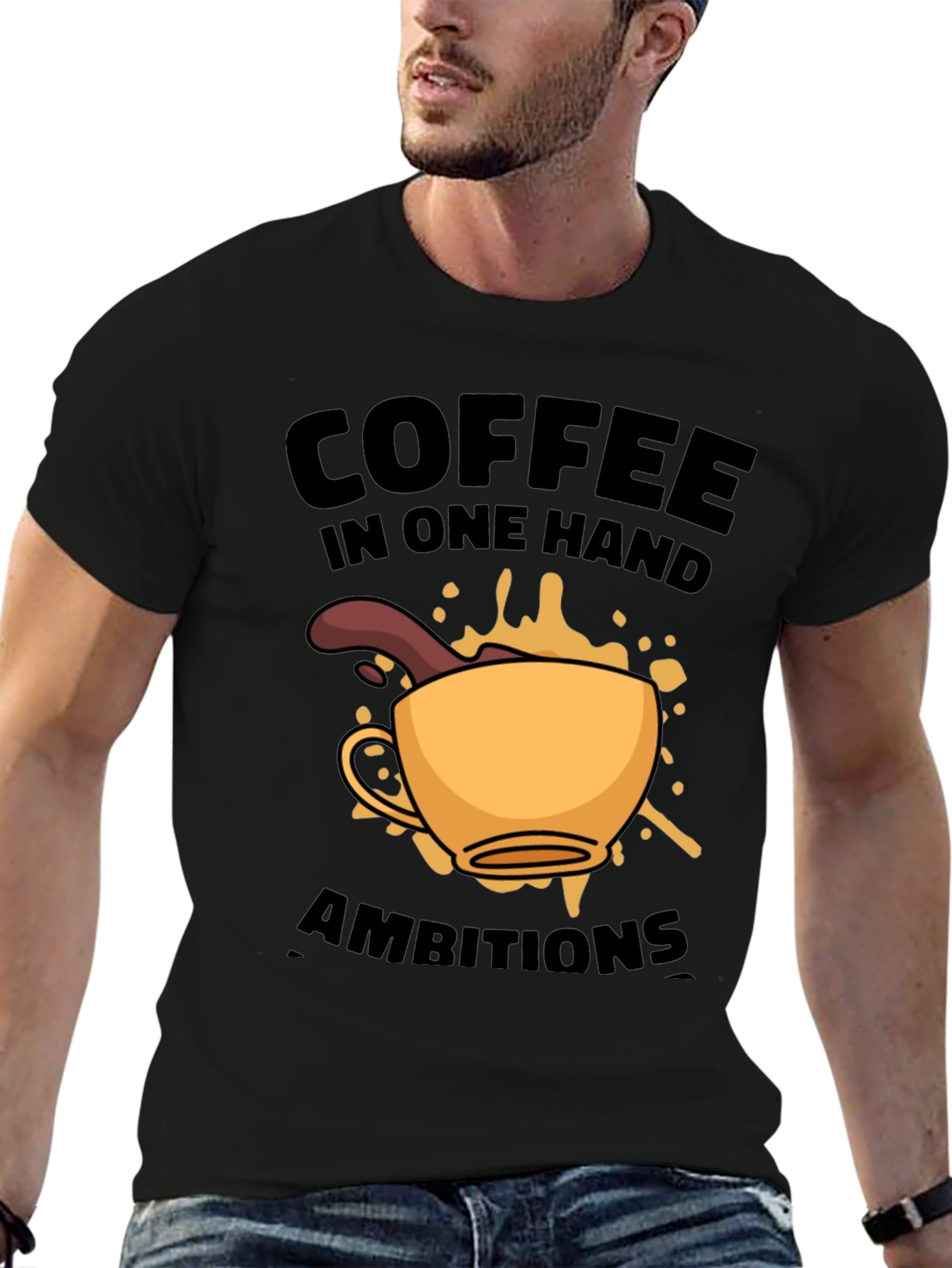 Coffee & Ambition T-Shirt - Black Graphic Tee