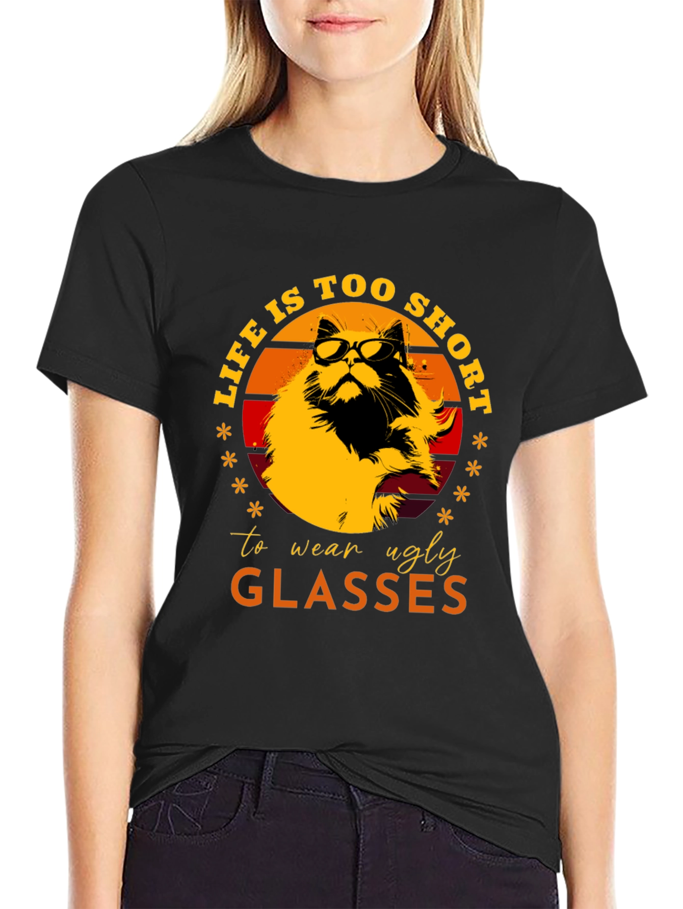 Cat with Glasses Graphic Tee