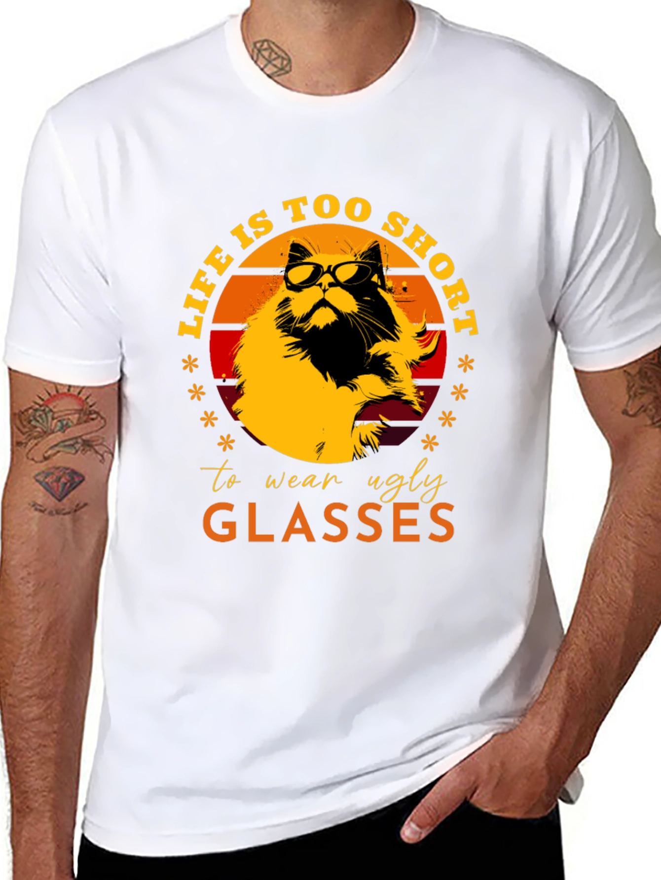 Cat with Glasses Graphic Tee