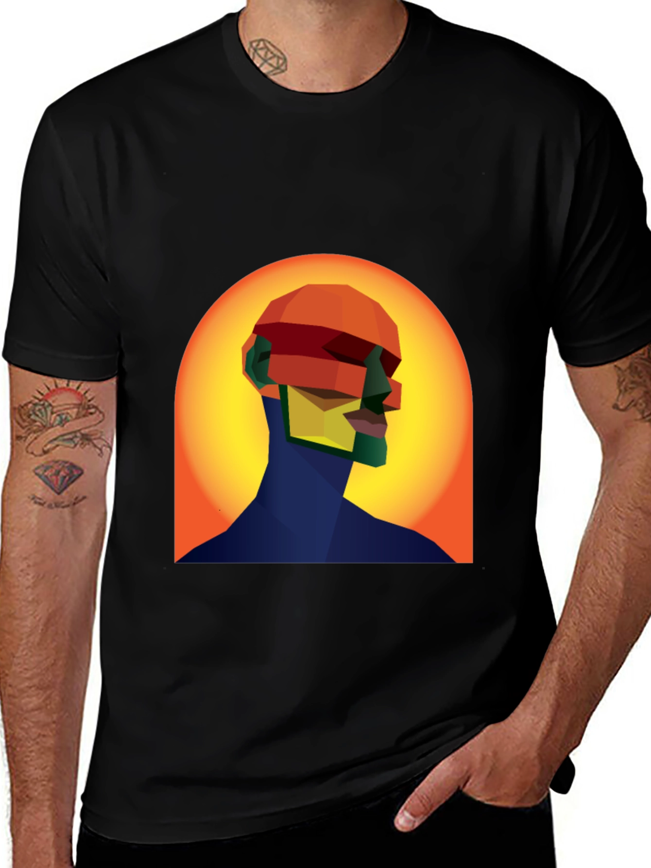 Abstract Geometric Head T-Shirt - Modern Art Tee