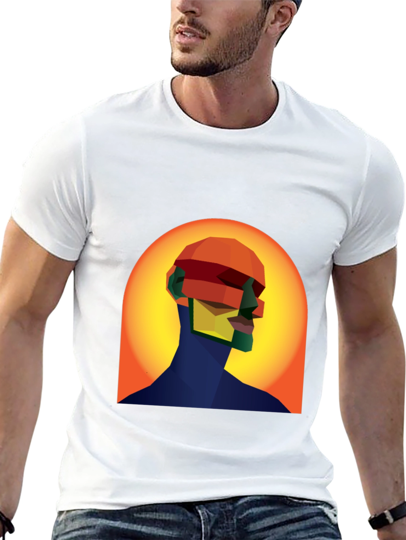 Abstract Geometric Head T-Shirt - Modern Art Tee