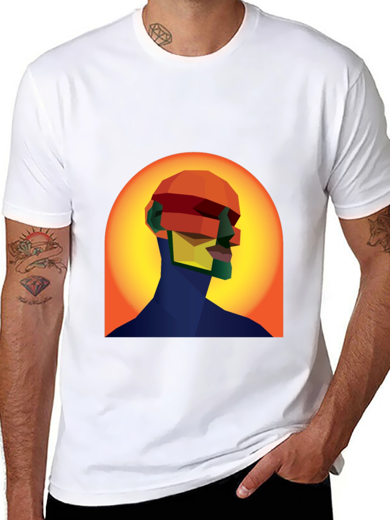 Abstract Geometric Head T-Shirt - Modern Art Tee