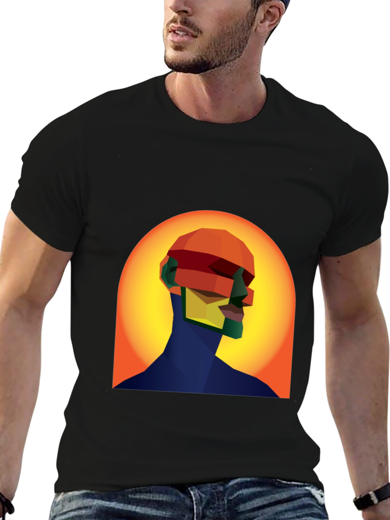 Abstract Geometric Head T-Shirt - Modern Art Tee