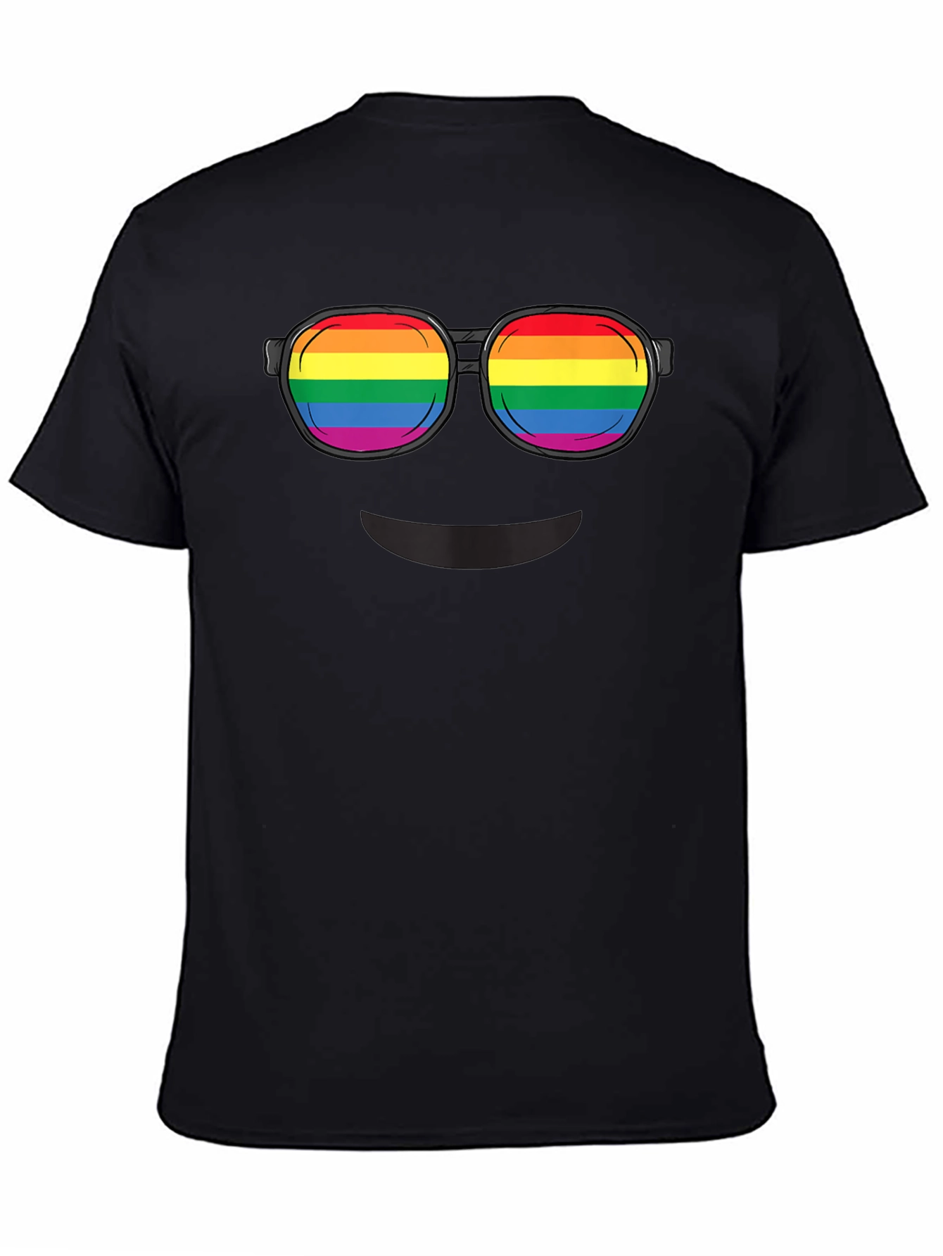 Rainbow Glasses Graphic T-Shirt - Black Crew Neck Tee