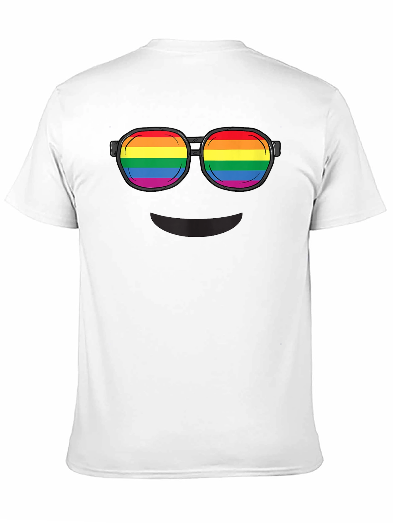 Rainbow Glasses Graphic T-Shirt - Black Crew Neck Tee