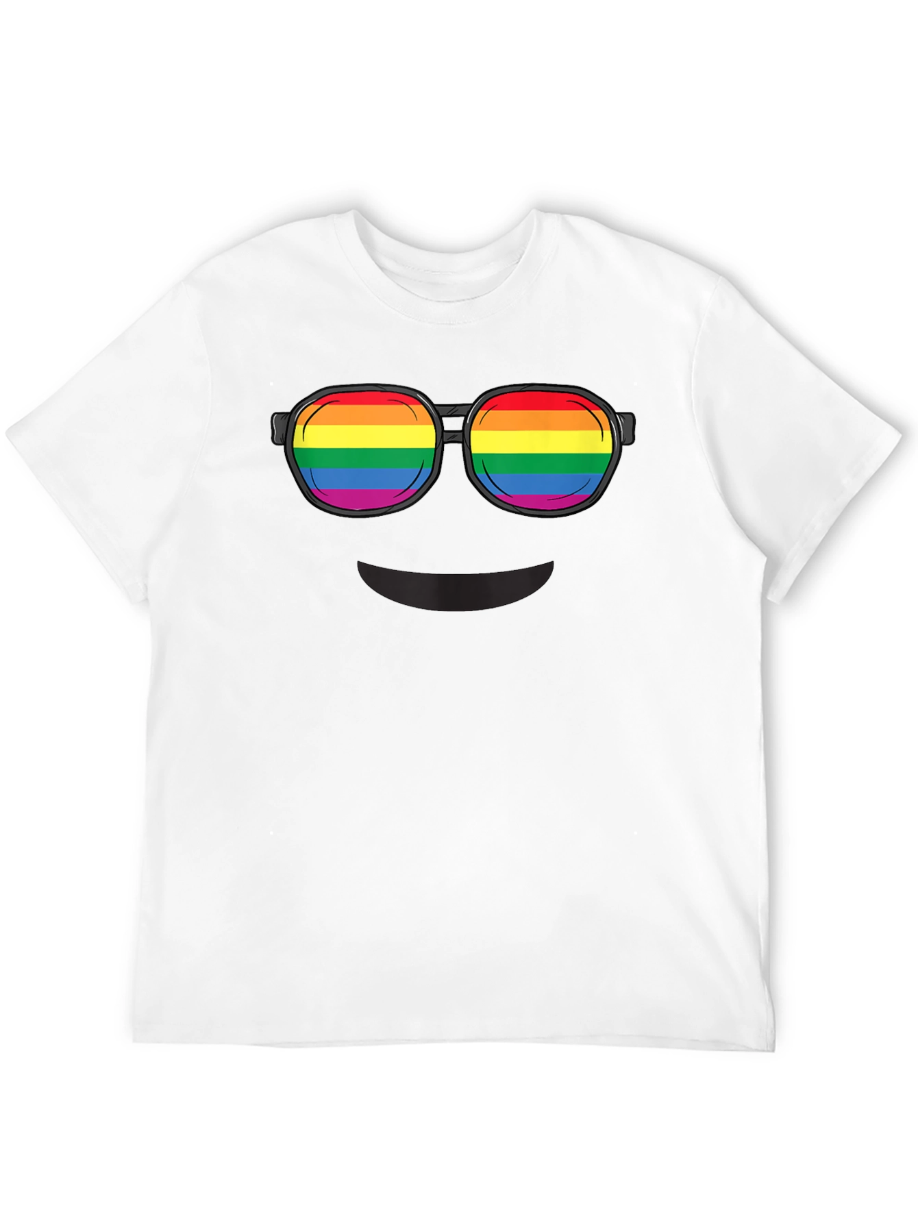 Rainbow Glasses Graphic T-Shirt - Black Crew Neck Tee