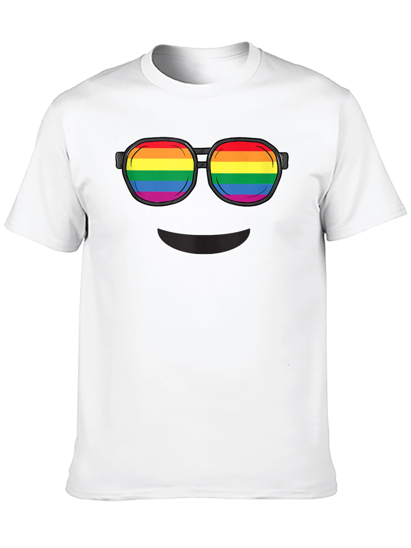 Rainbow Glasses Graphic T-Shirt - Black Crew Neck Tee