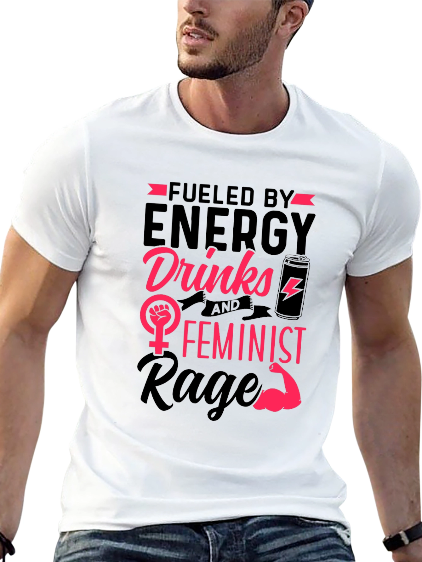 Fueled by Energy Drinks Feminist Rage T-Shirt