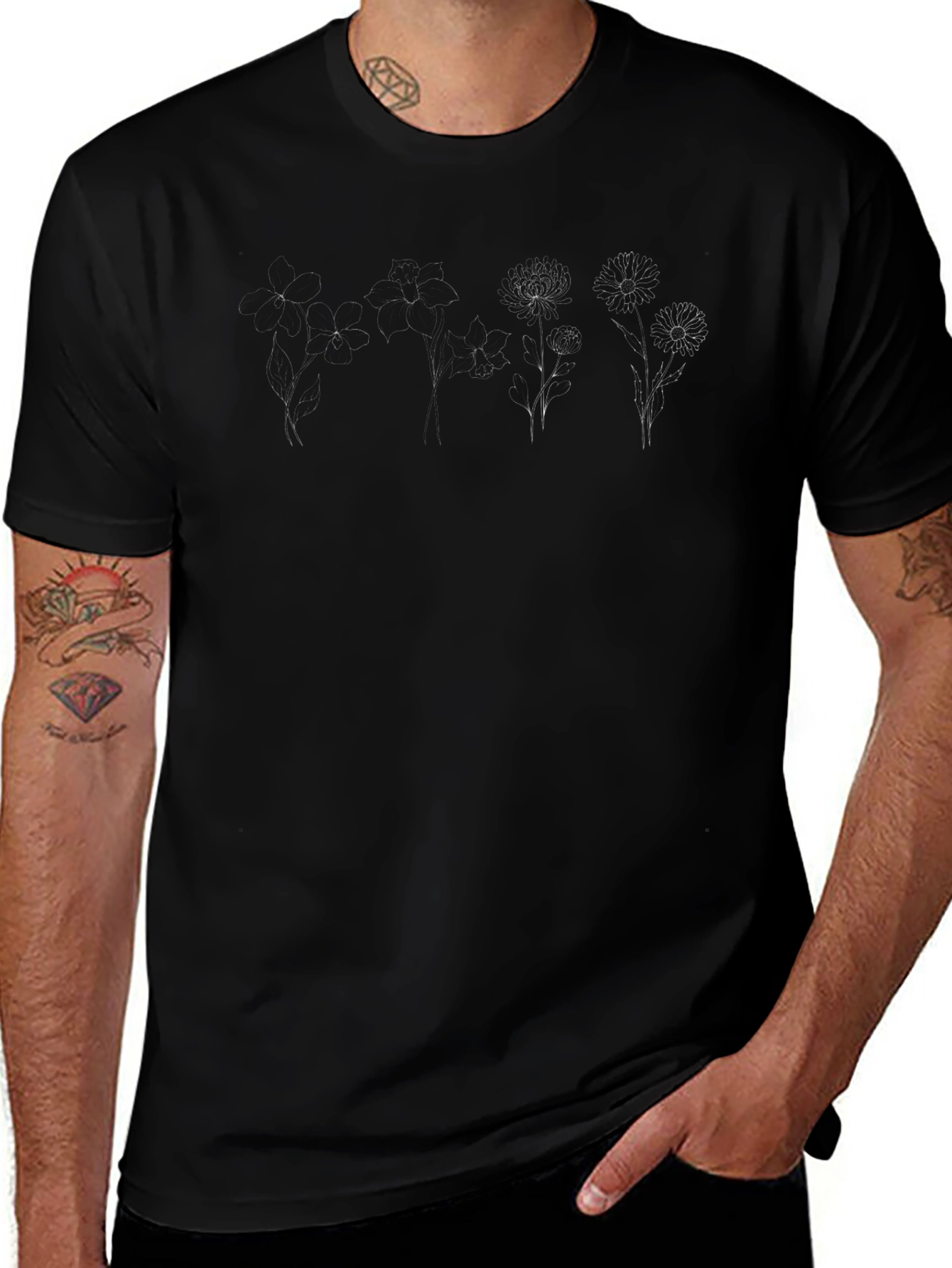 Botanical Print Black Tee