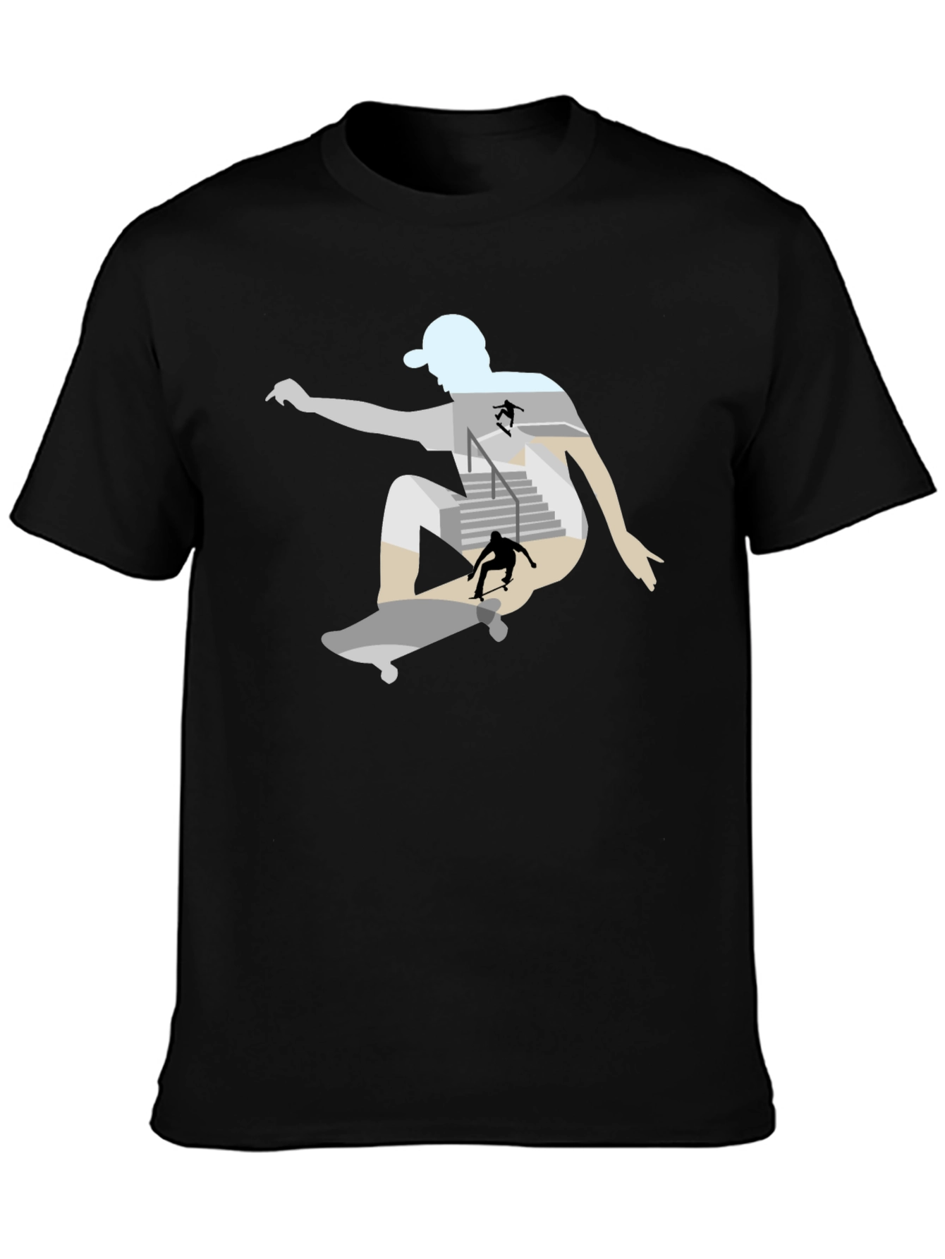 Skateboarder Graphic Tee - Black