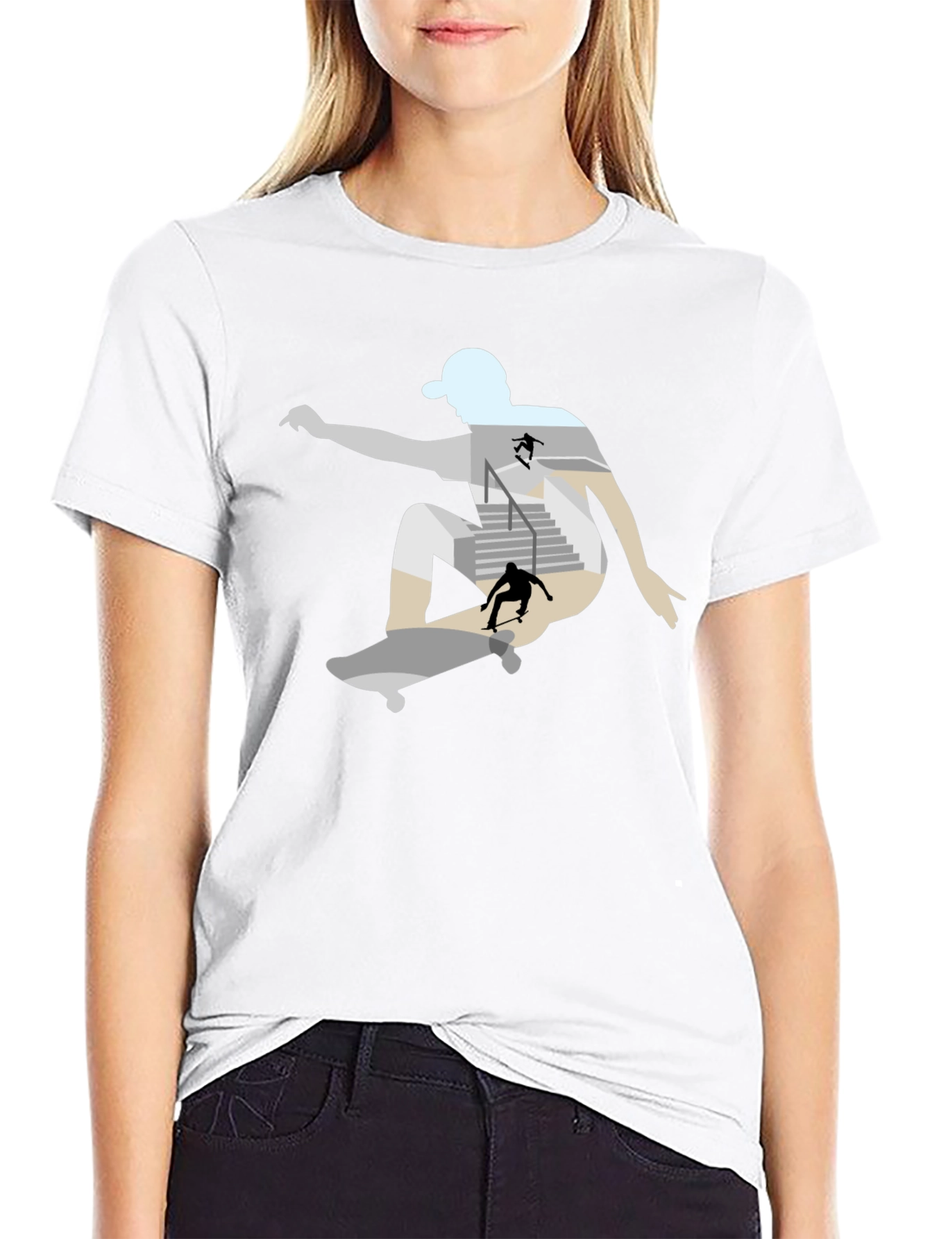 Skateboarder Graphic Tee - Black