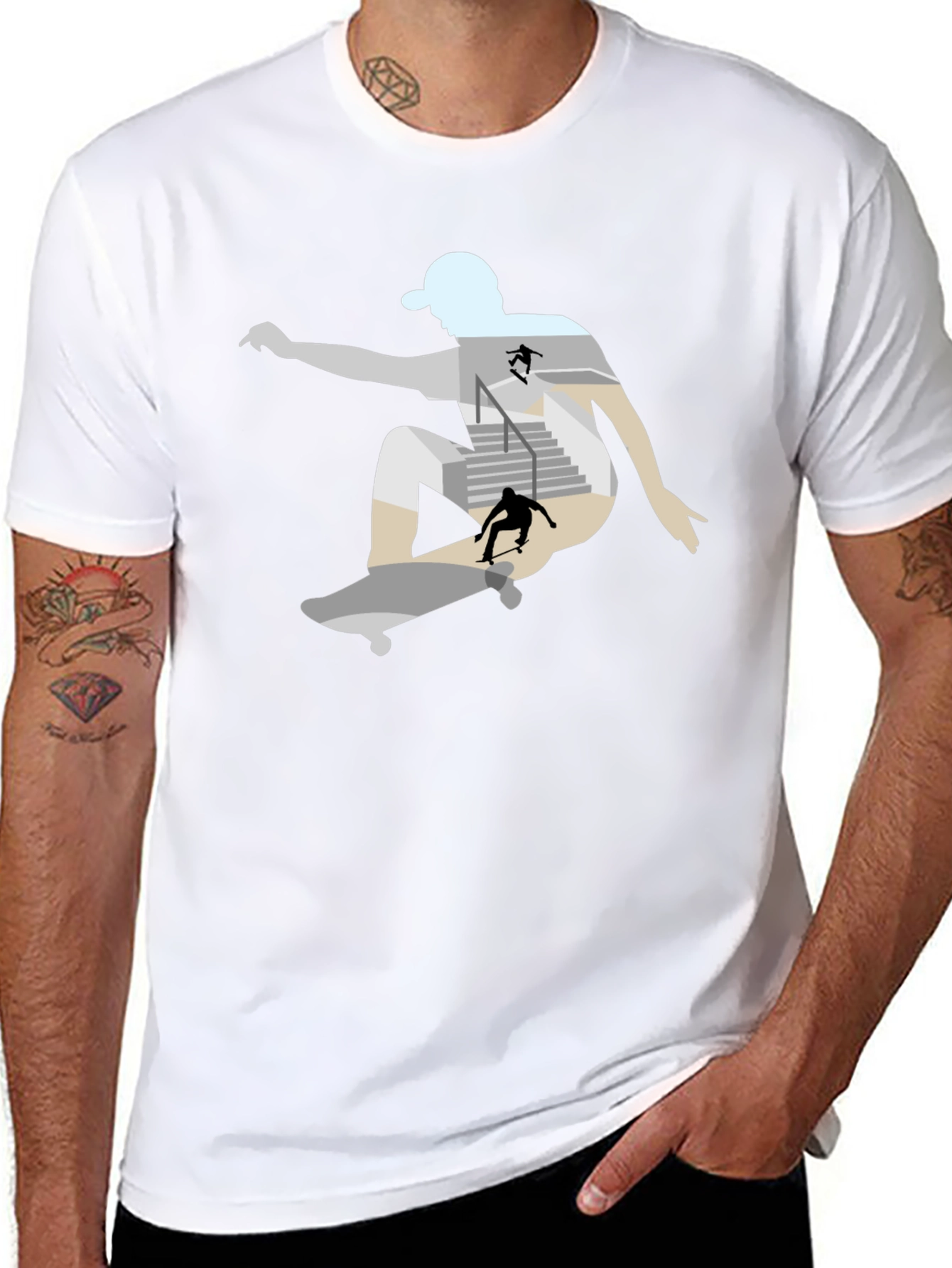 Skateboarder Graphic Tee - Black