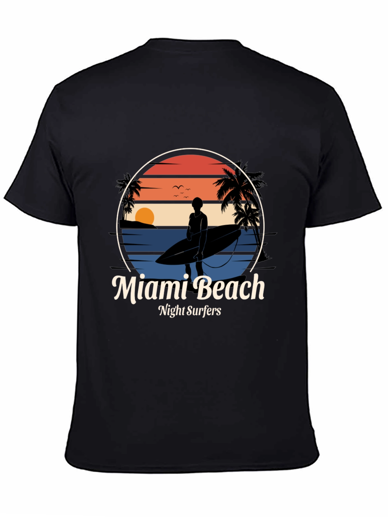 Miami Beach Night Surfers T-Shirt - Retro Style