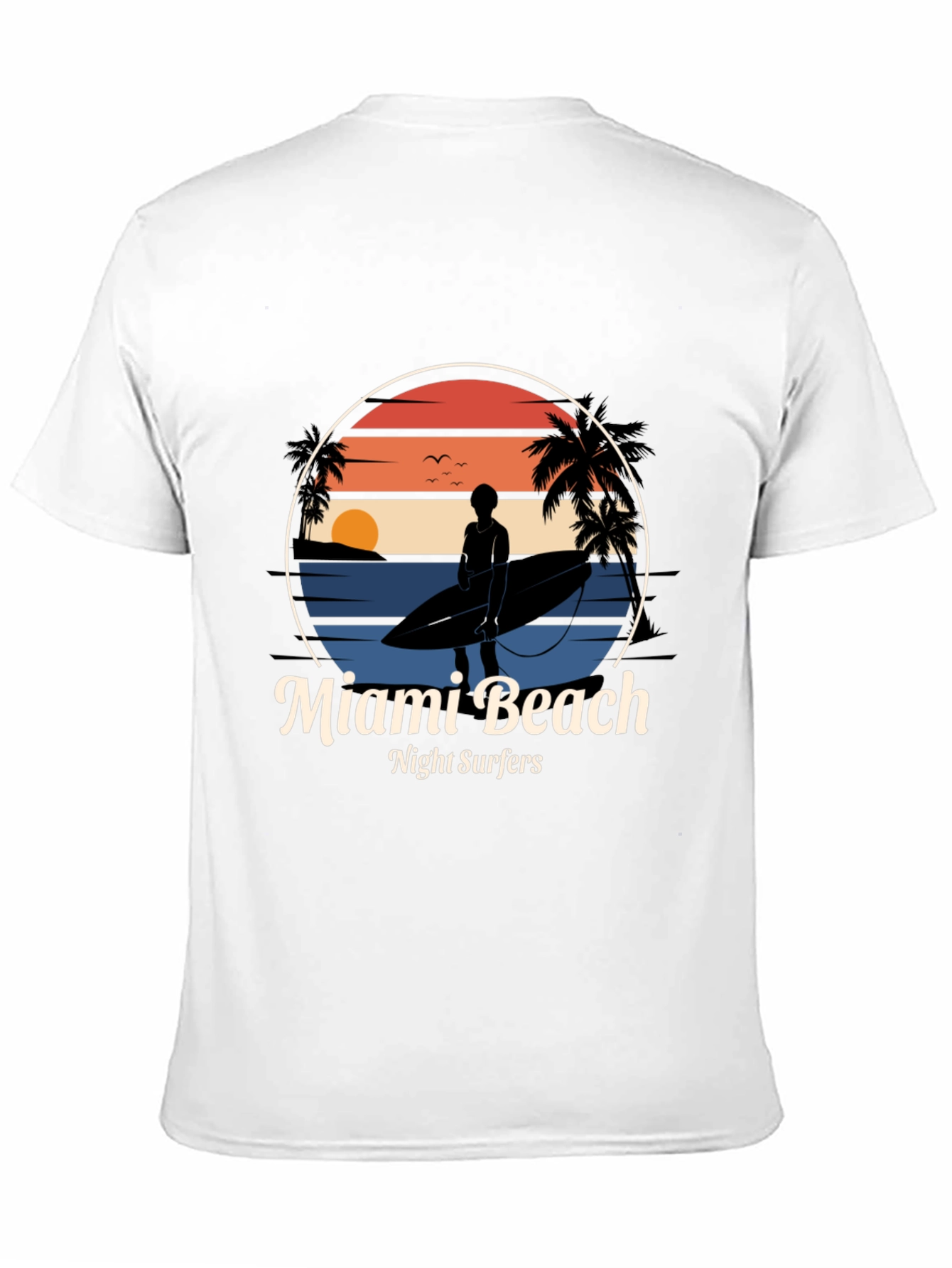 Miami Beach Night Surfers T-Shirt - Retro Style