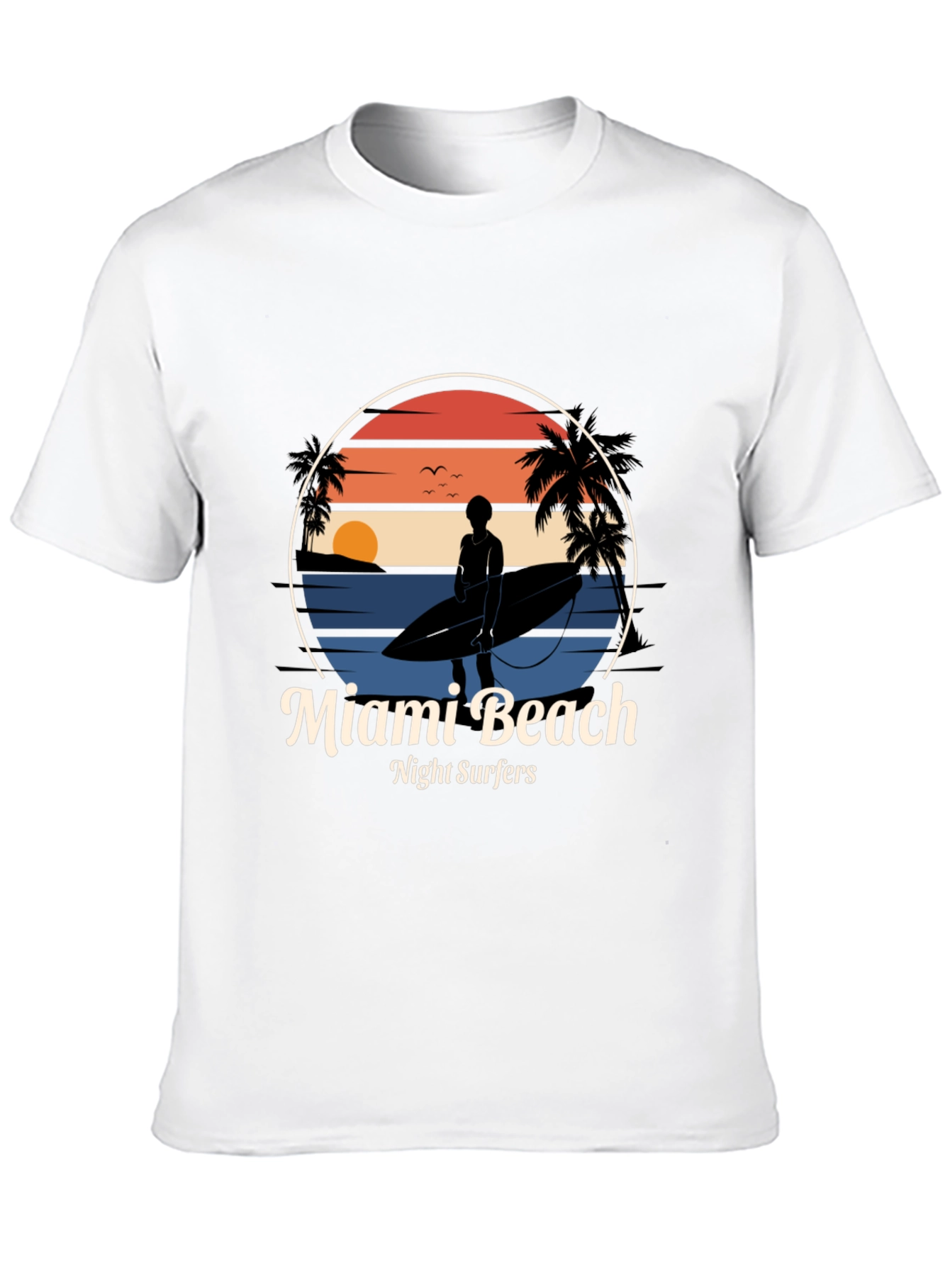 Miami Beach Night Surfers T-Shirt - Retro Style