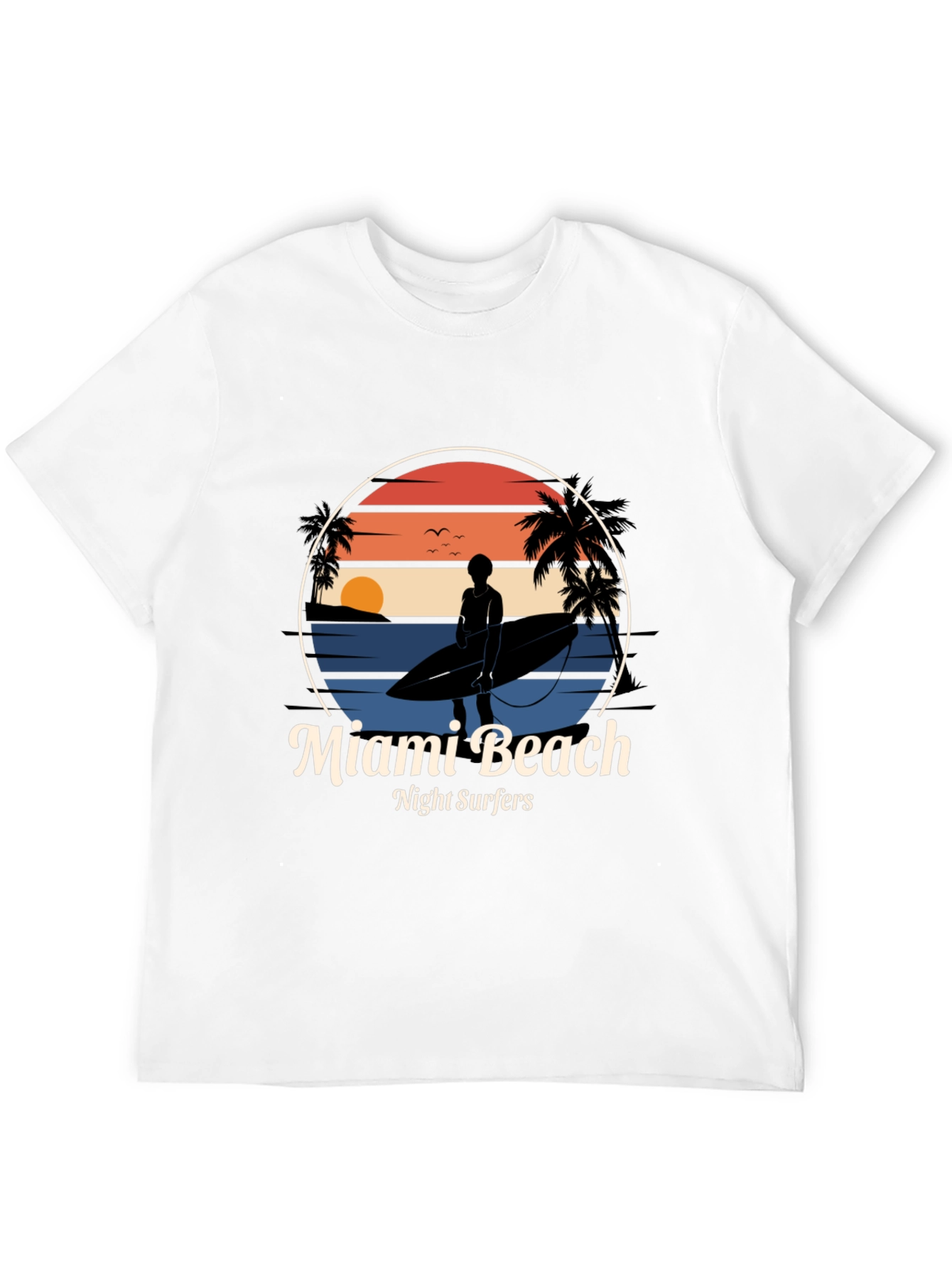 Miami Beach Night Surfers T-Shirt - Retro Style