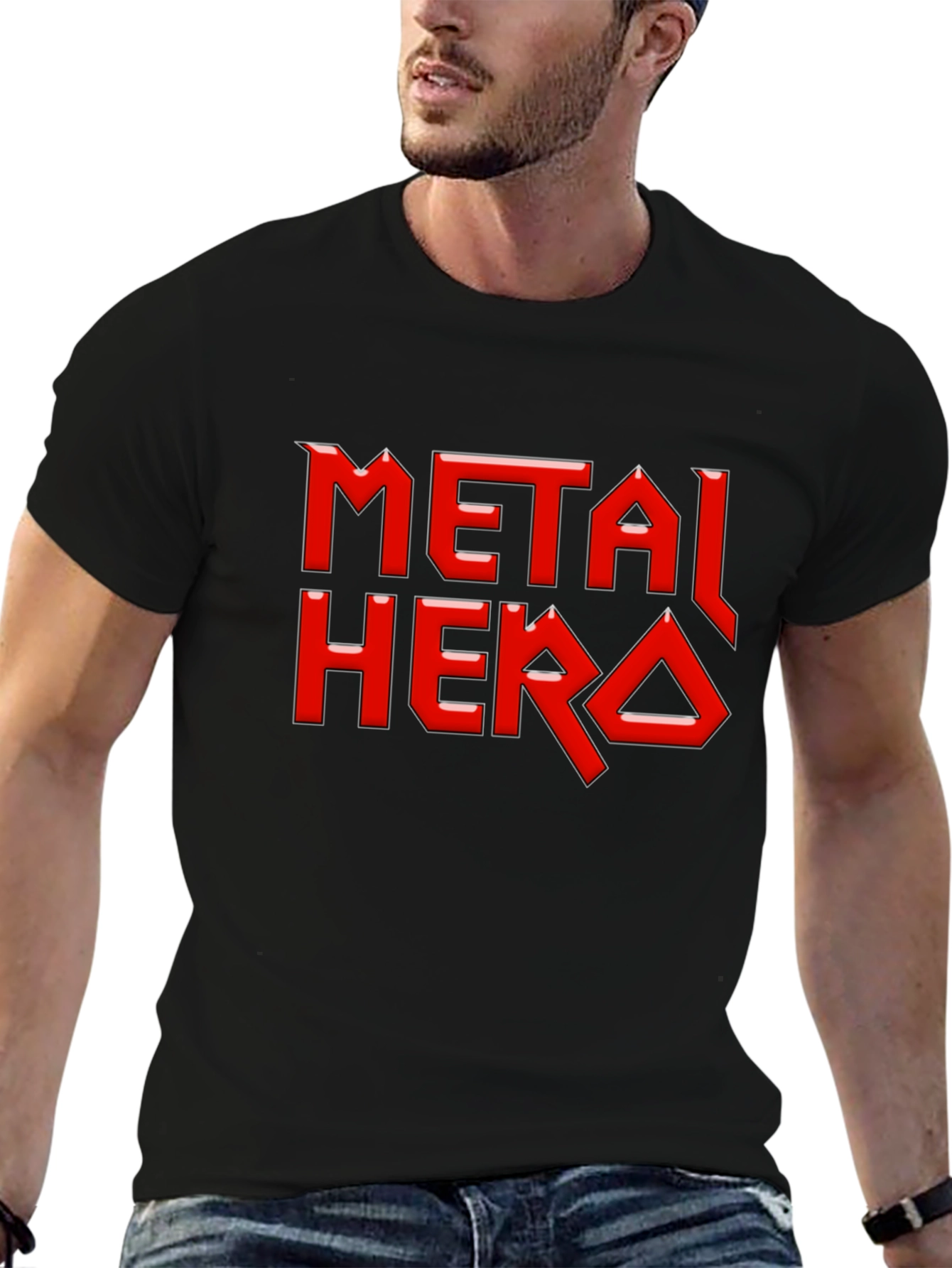 Metal Hero Graphic Tee - Black Cotton T-Shirt