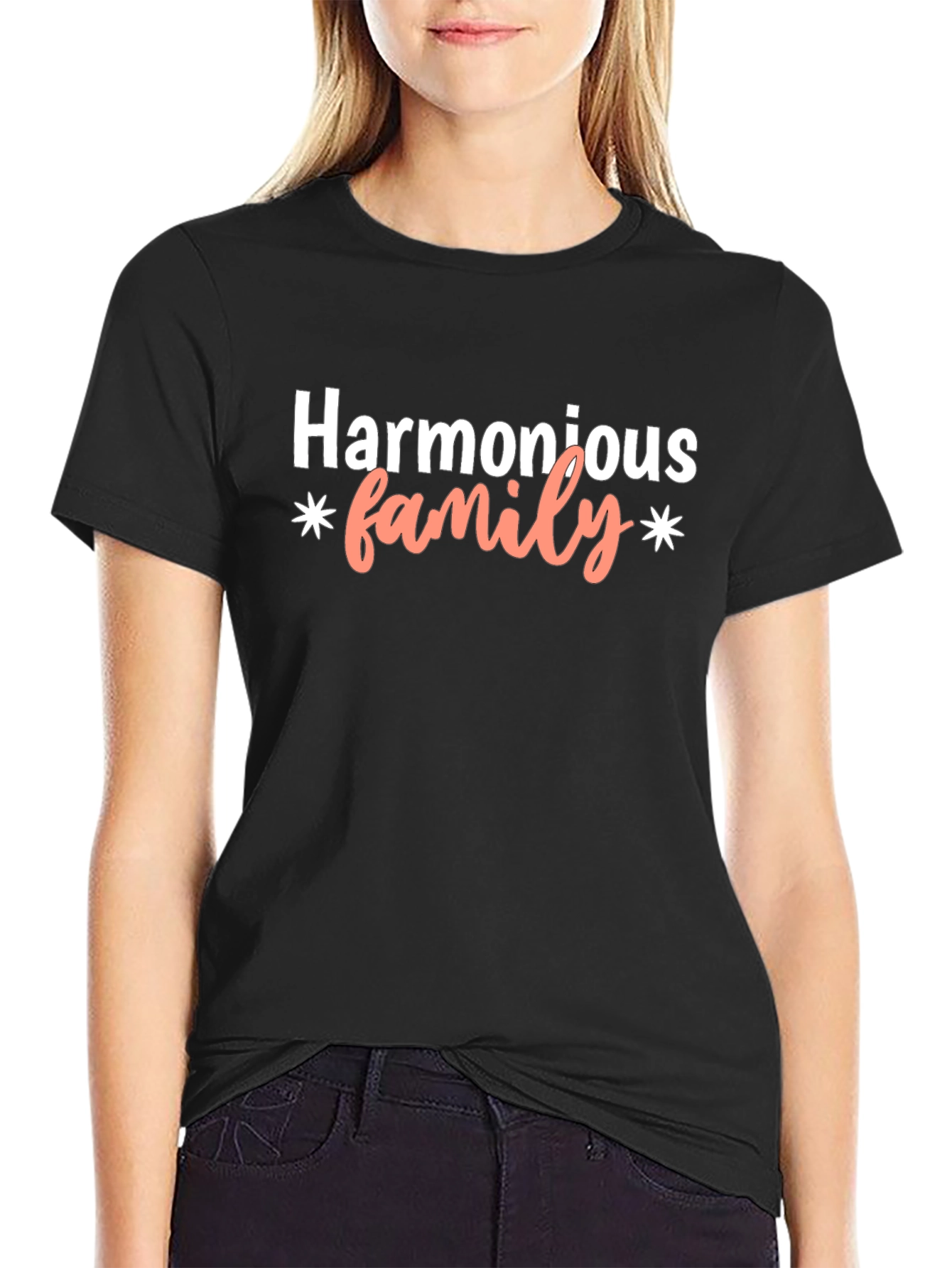 Harmonious Family T-Shirt - Black Cotton Blend