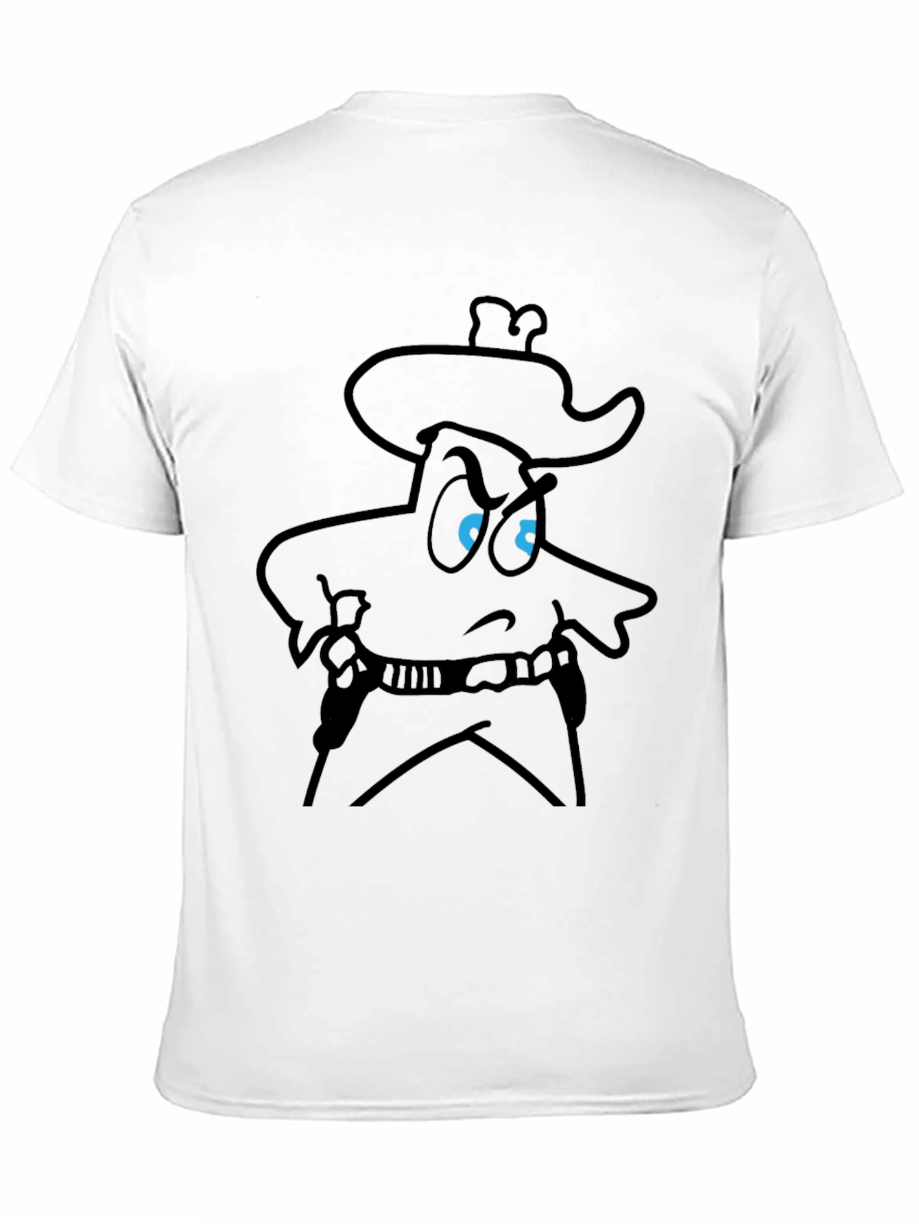 Cartoon Cowboy Graphic Tee - Bold Black T-Shirt