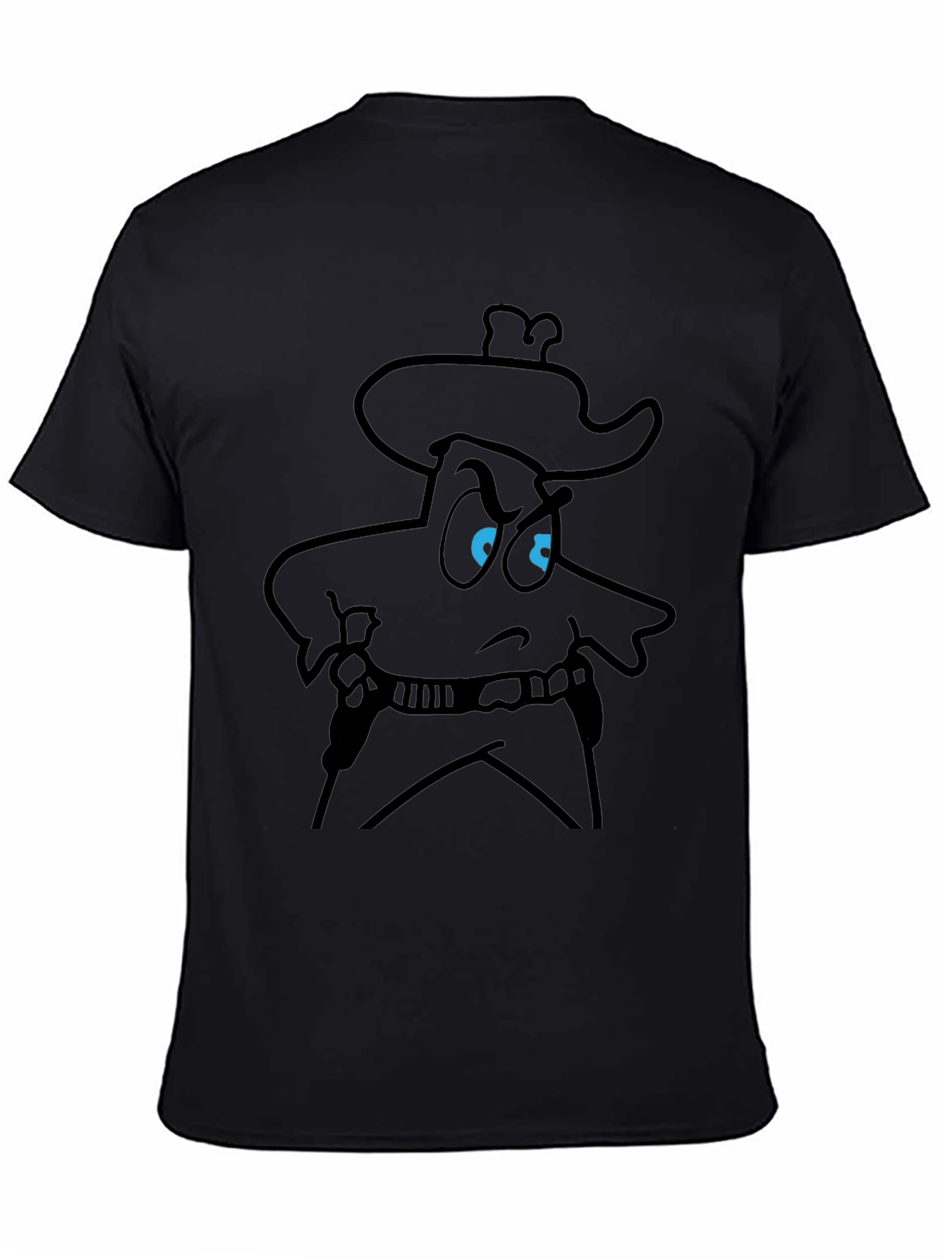 Cartoon Cowboy Graphic Tee - Bold Black T-Shirt