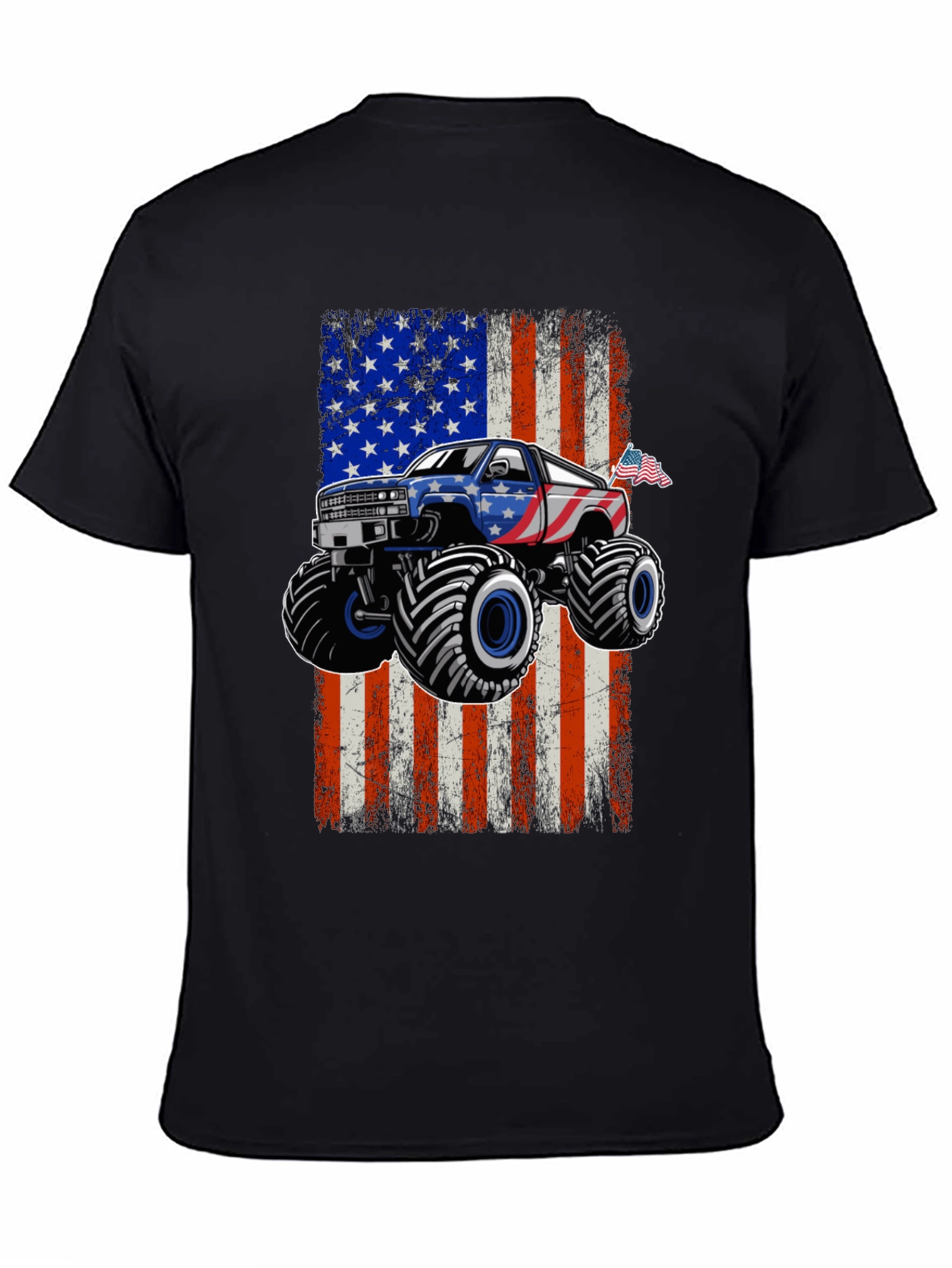American Flag Monster Truck Graphic T-Shirt