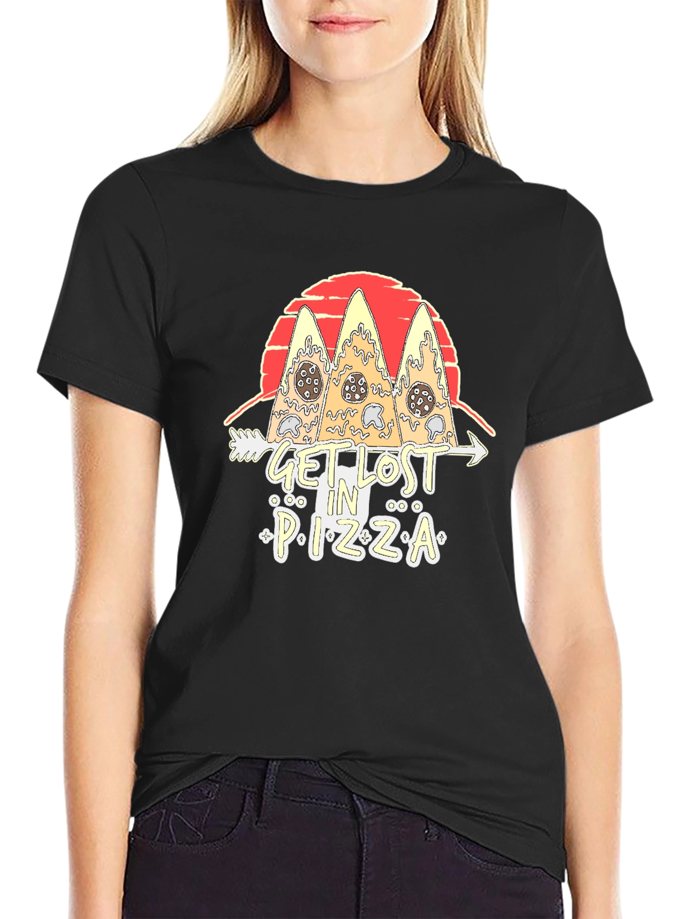 Get Lost In Pizza T-Shirt - Black
