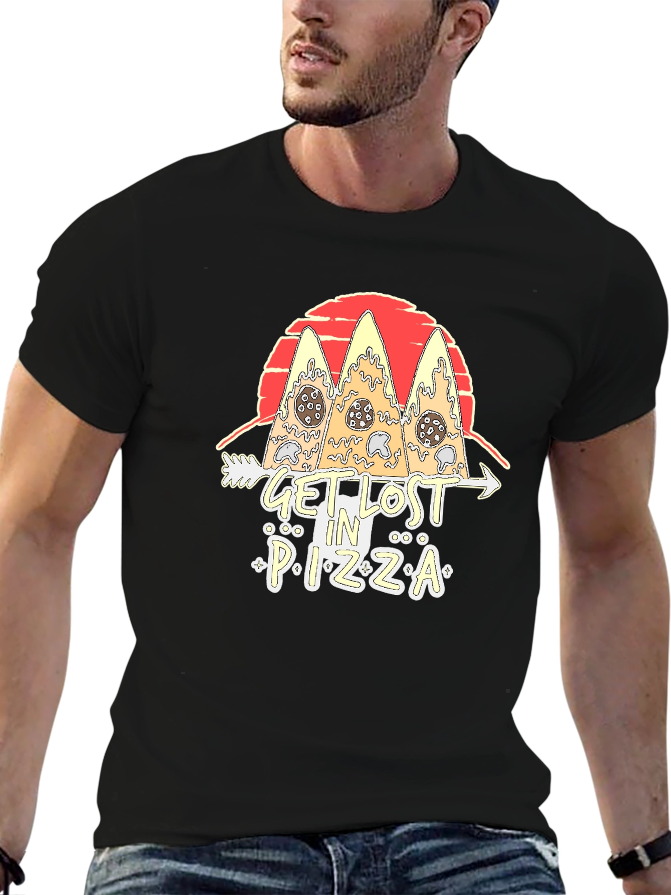 Get Lost In Pizza T-Shirt - Black