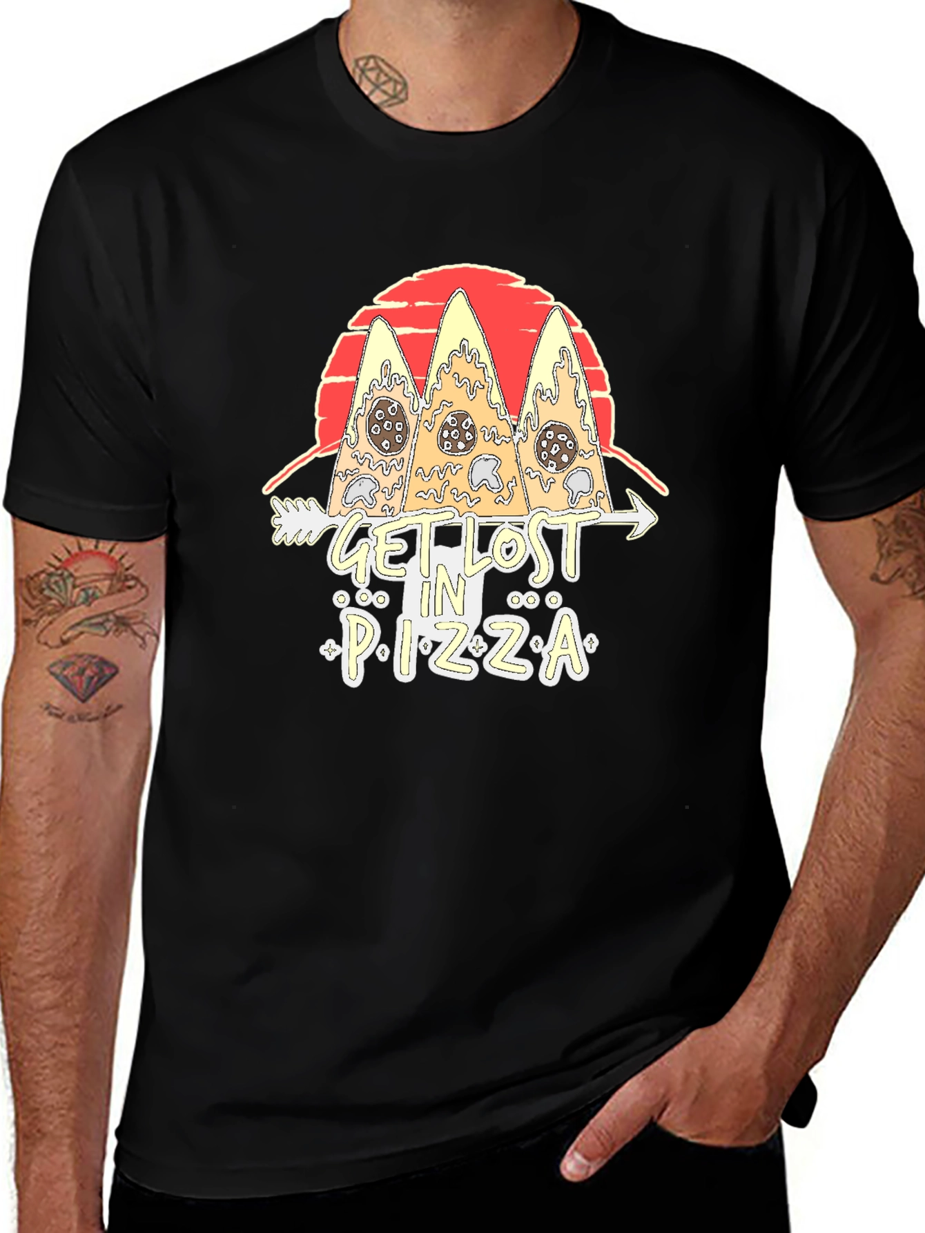 Get Lost In Pizza T-Shirt - Black