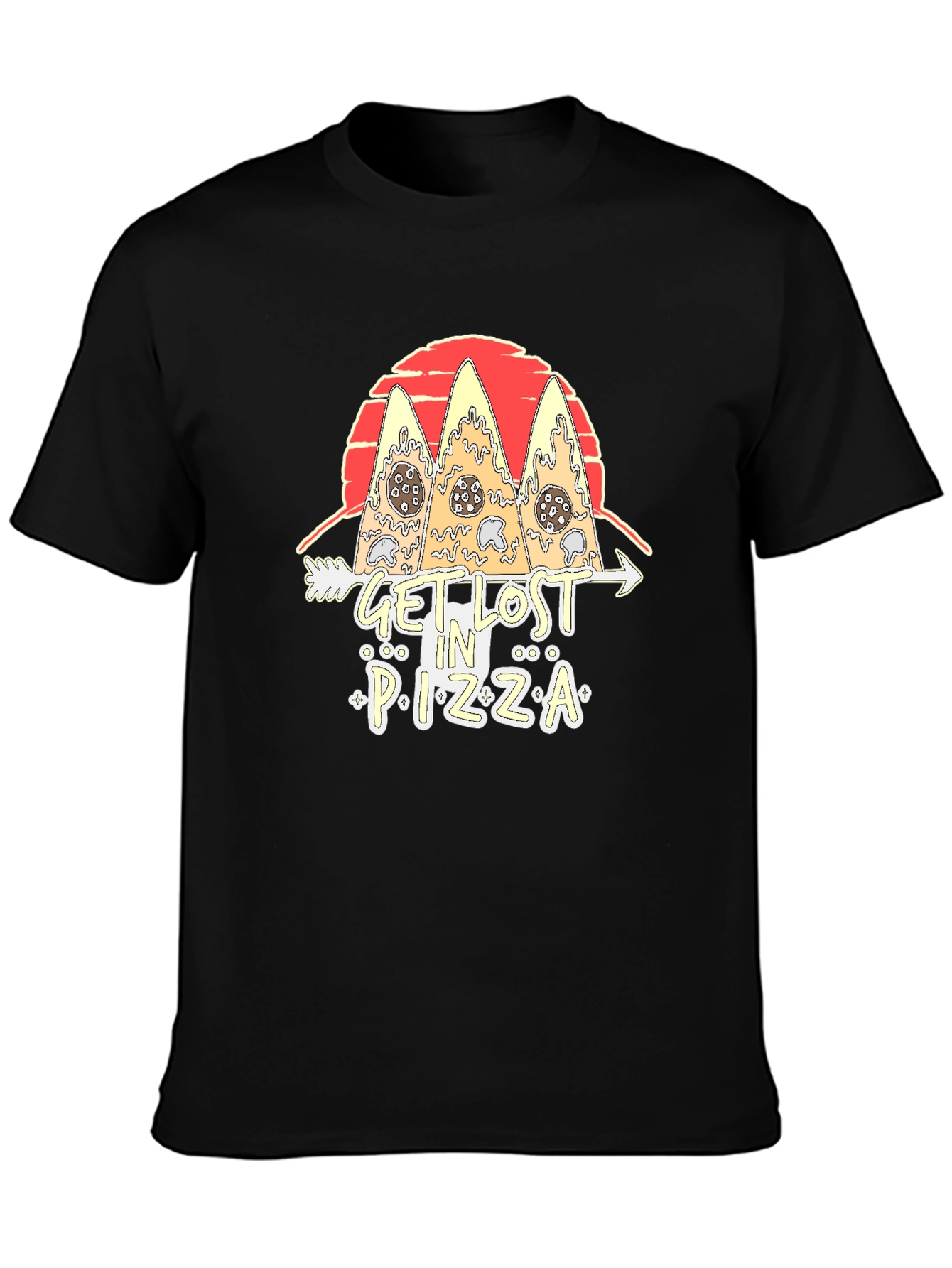 Get Lost In Pizza T-Shirt - Black