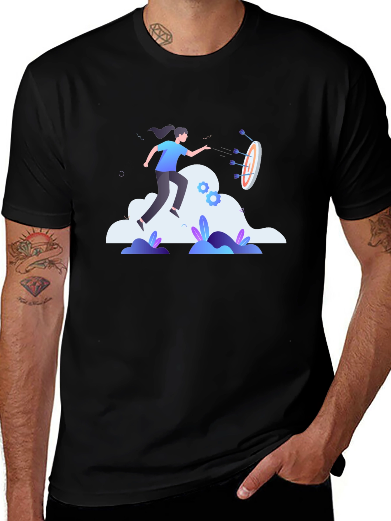 Goal-Oriented Black Graphic Tee
