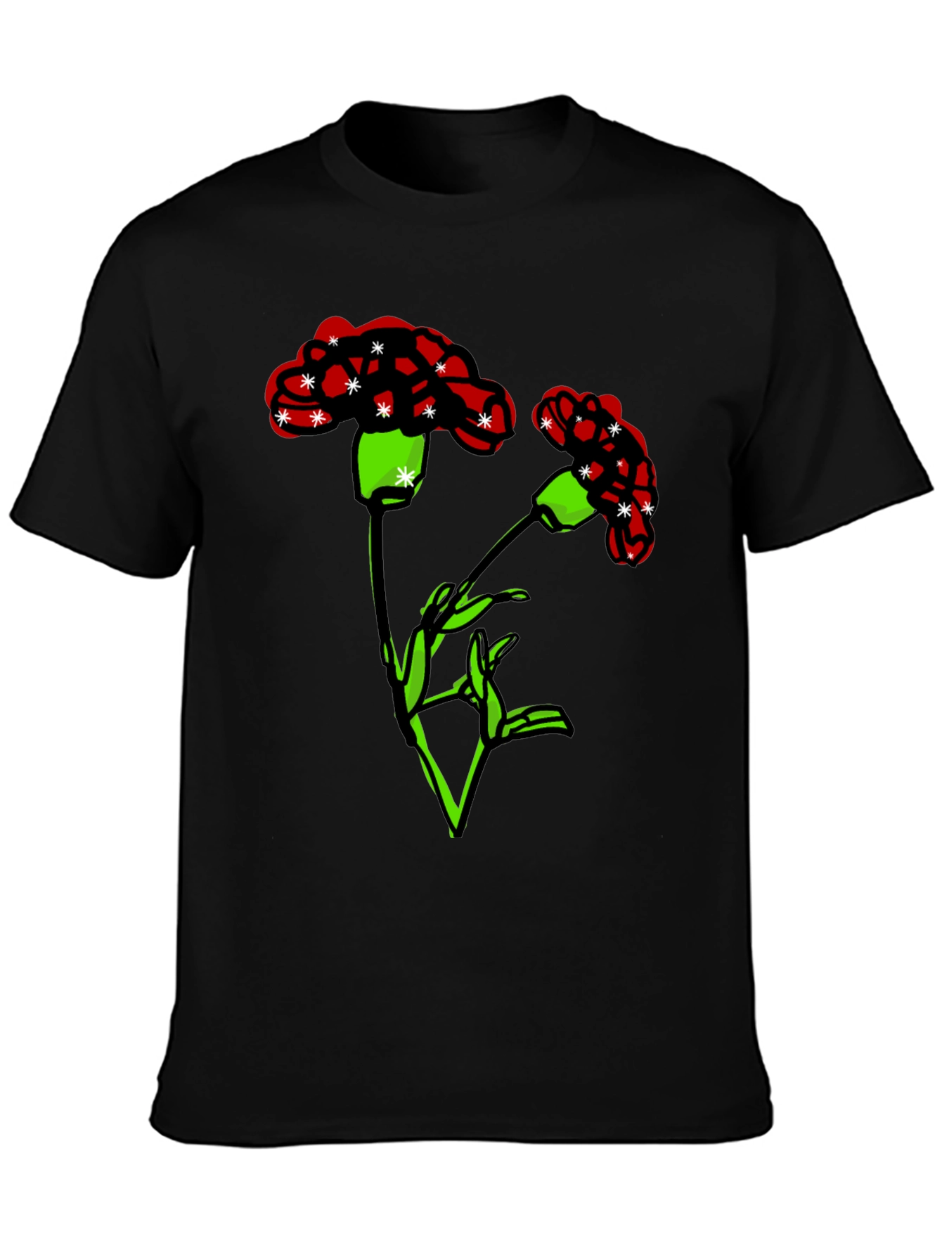 Floral Graphic Print Mens Black T-Shirt