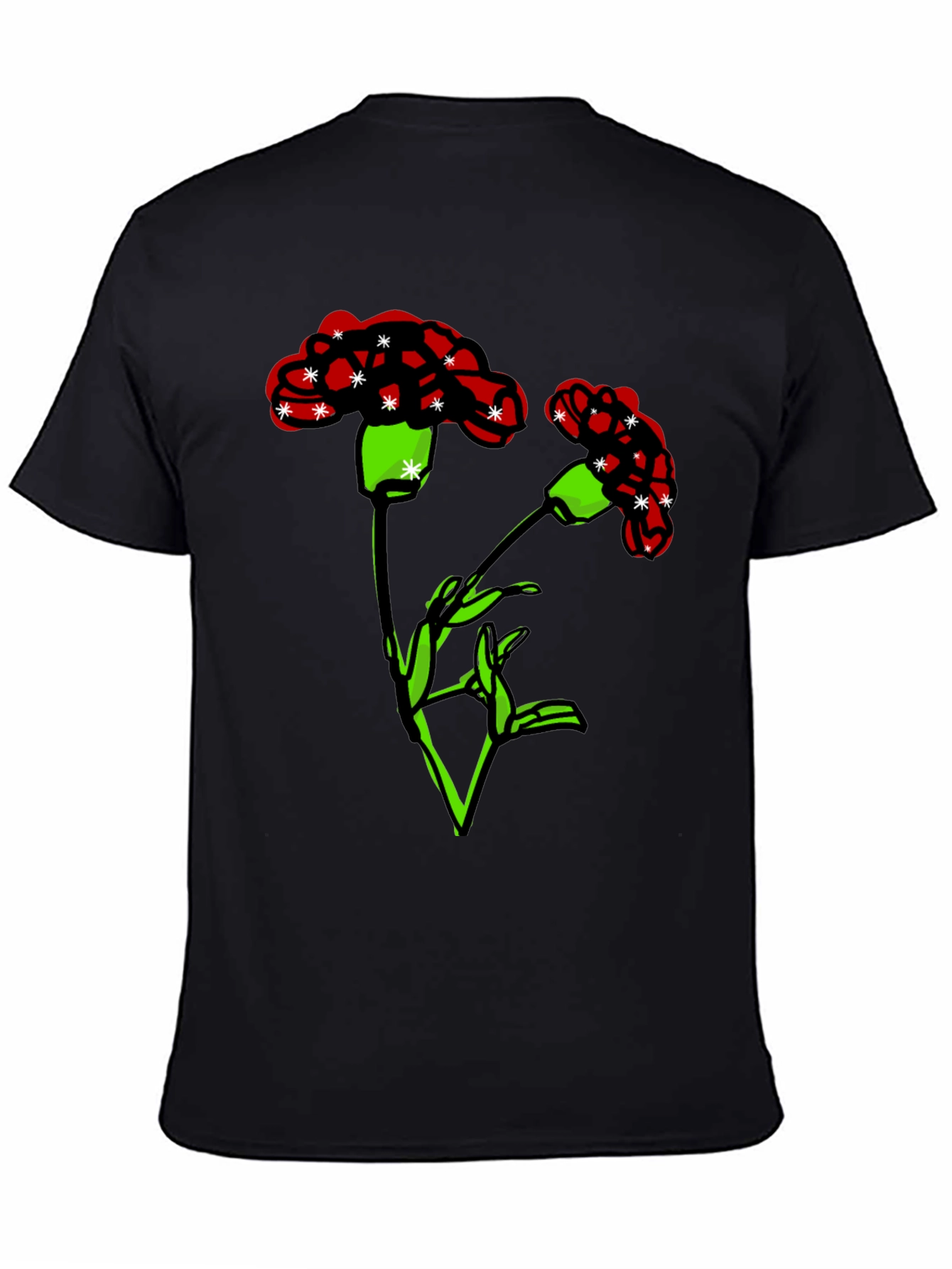 Floral Graphic Print Mens Black T-Shirt