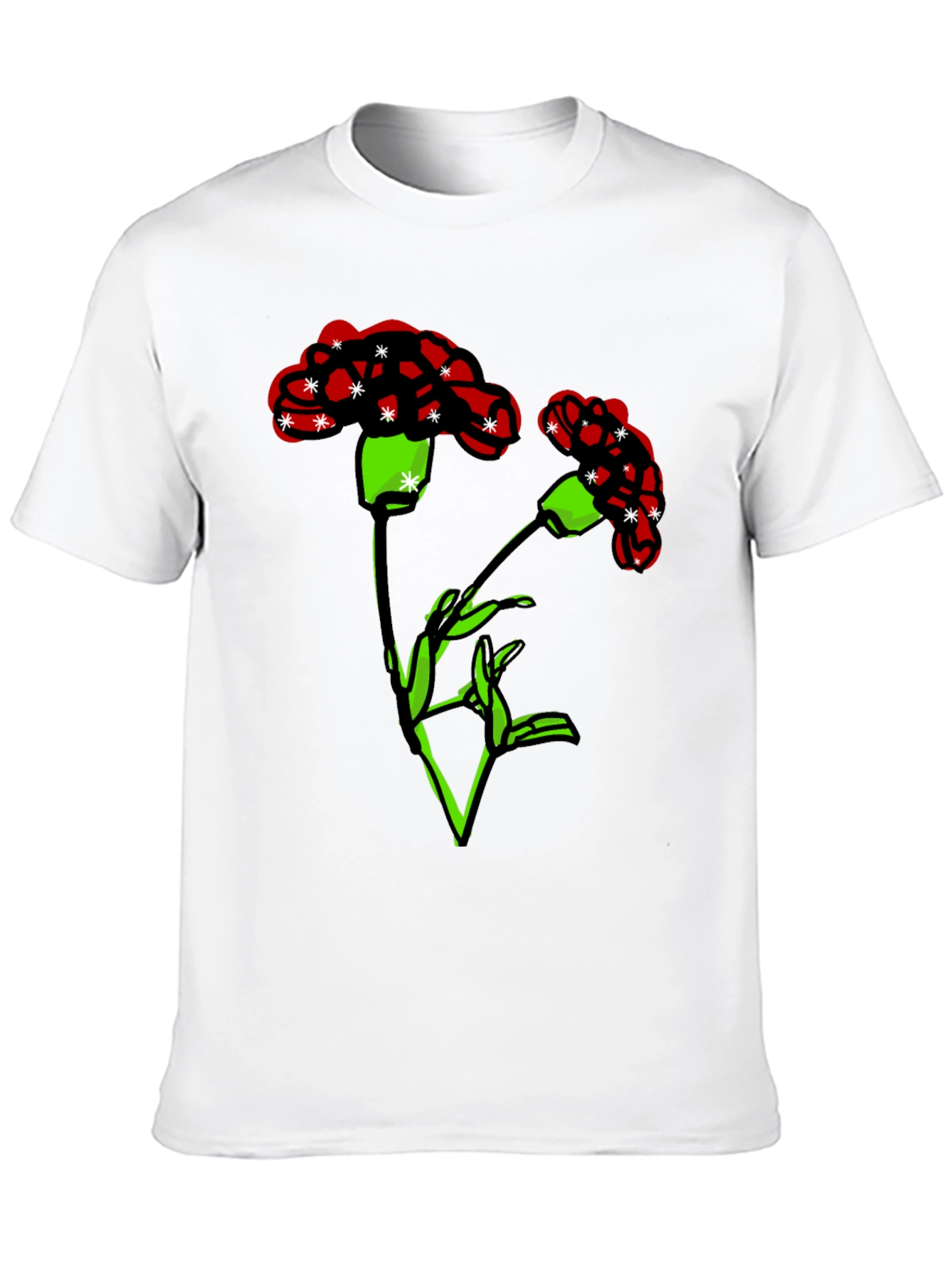 Floral Graphic Print Mens Black T-Shirt